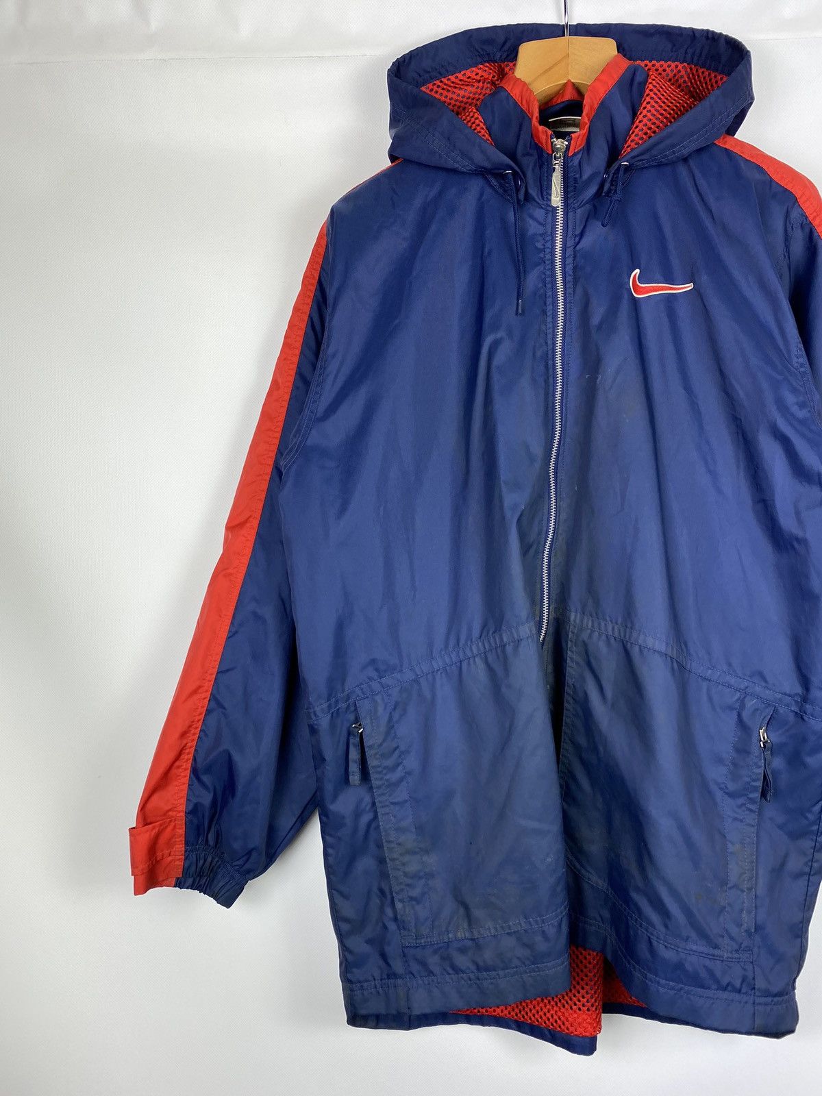 Nike × Vintage VTG Nike big back swoosh full zip hooded windbreaker jacket Size US M / EU 48-50 / 2 - 2 Thumbnail
