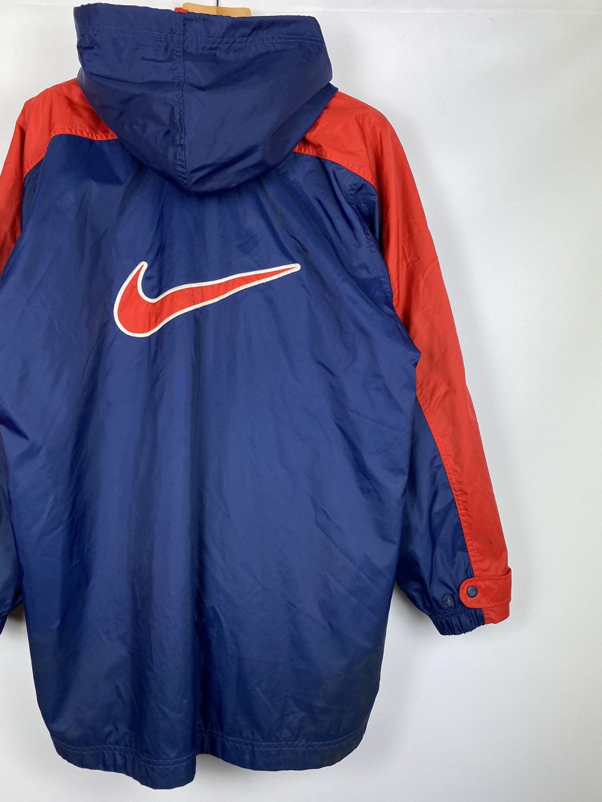 Nike × Vintage VTG Nike big back swoosh full zip hooded windbreaker jacket Size US M / EU 48-50 / 2 - 11 Thumbnail