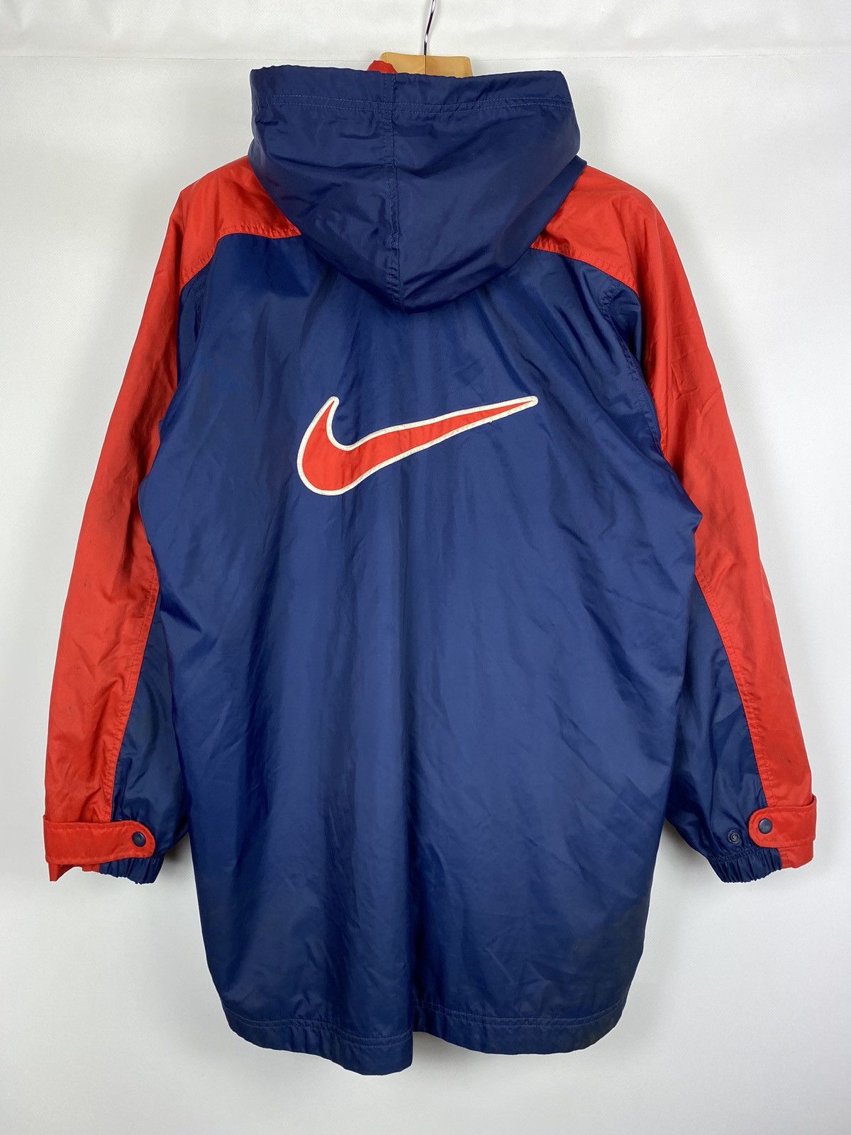 Nike × Vintage VTG Nike big back swoosh full zip hooded windbreaker jacket Size US M / EU 48-50 / 2 - 9 Thumbnail