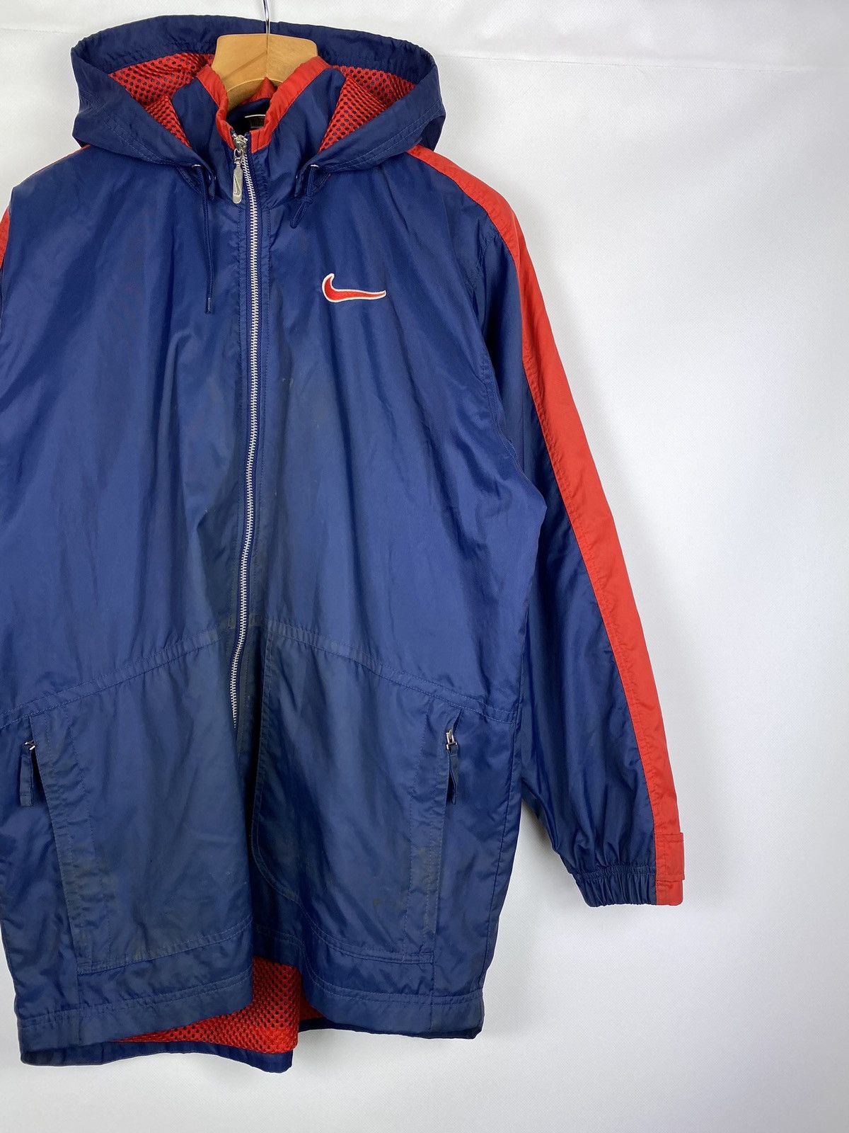 Nike × Vintage VTG Nike big back swoosh full zip hooded windbreaker jacket Size US M / EU 48-50 / 2 - 3 Thumbnail