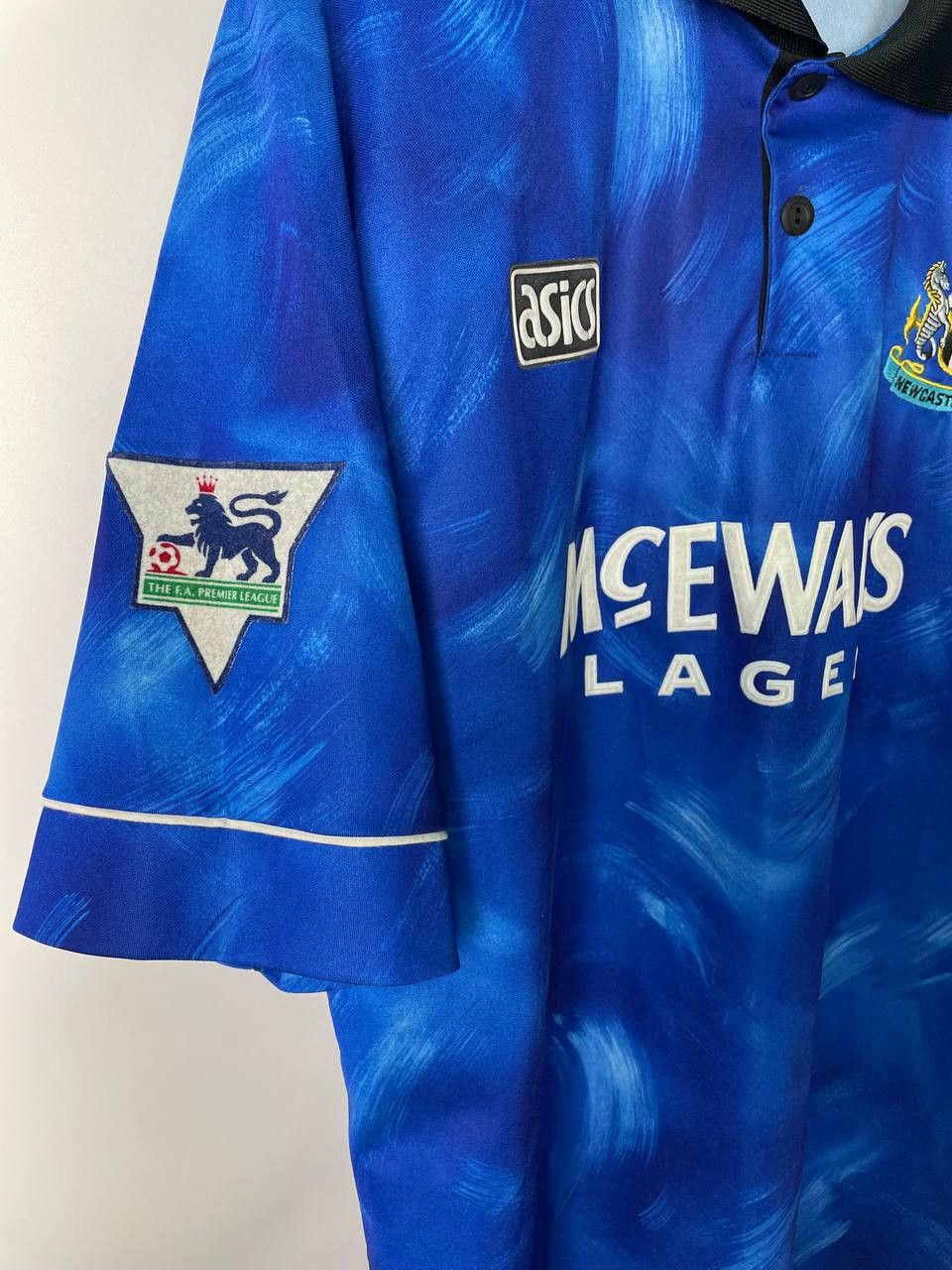 Asics × Vintage 1993 Newcastle United Match Issue Away Shirt Bracewell #4 Size US L / EU 52-54 / 3 - 6 Thumbnail