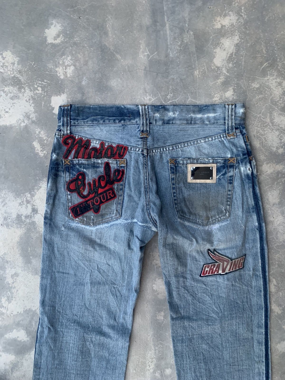 D&G Vintage Multi-Patchers Racing Denim