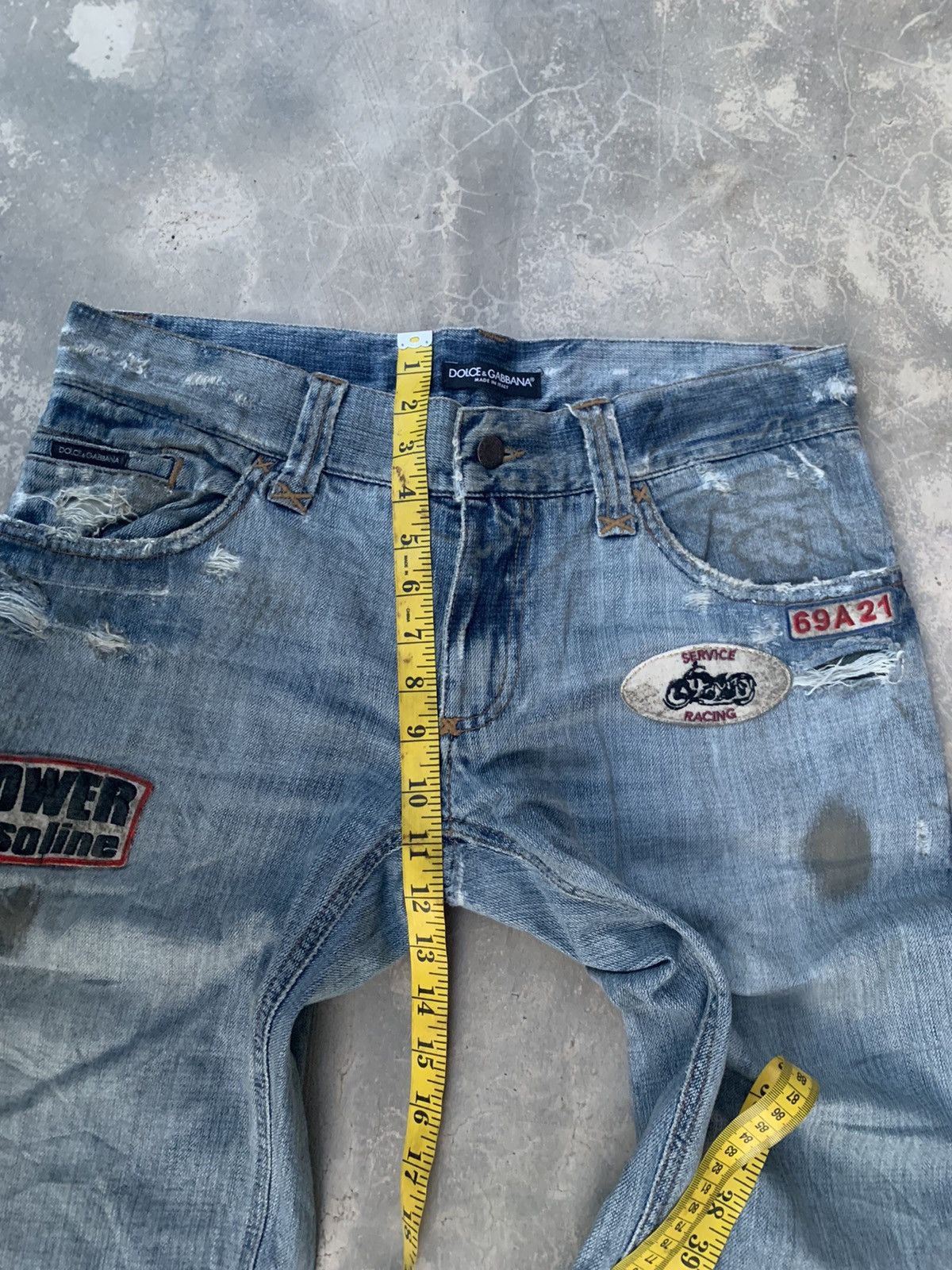 D&G Vintage Multi-Patchers Racing Denim