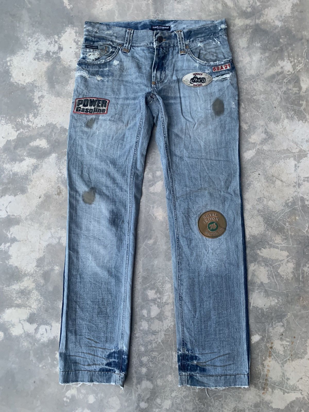 D&G Vintage Multi-Patchers Racing Denim