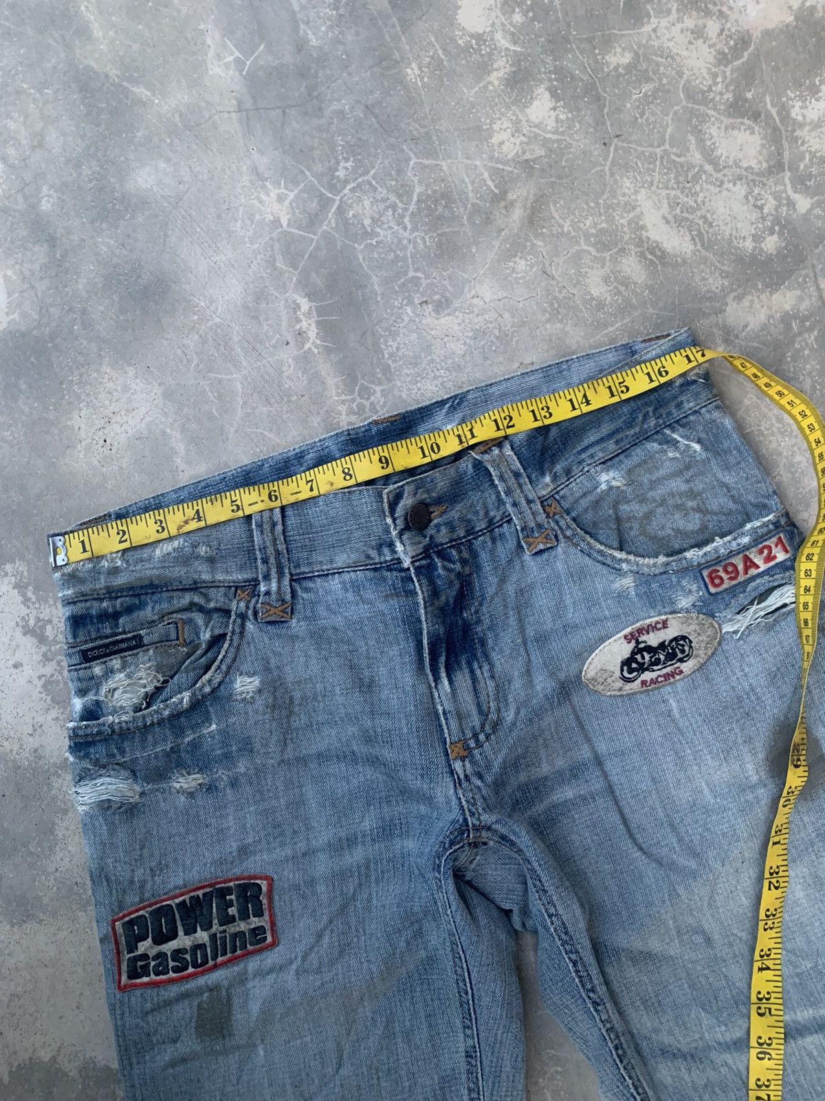 D&G Vintage Multi-Patchers Racing Denim