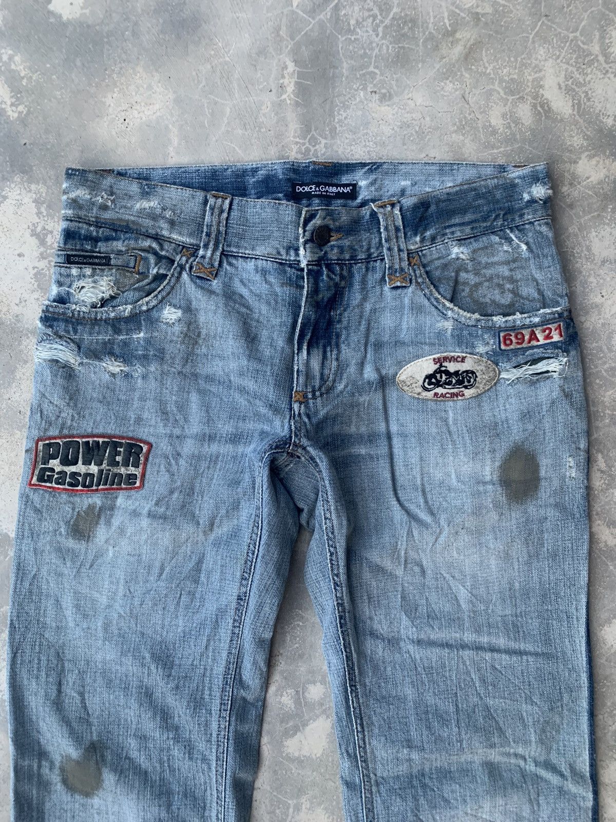 D&G Vintage Multi-Patchers Racing Denim