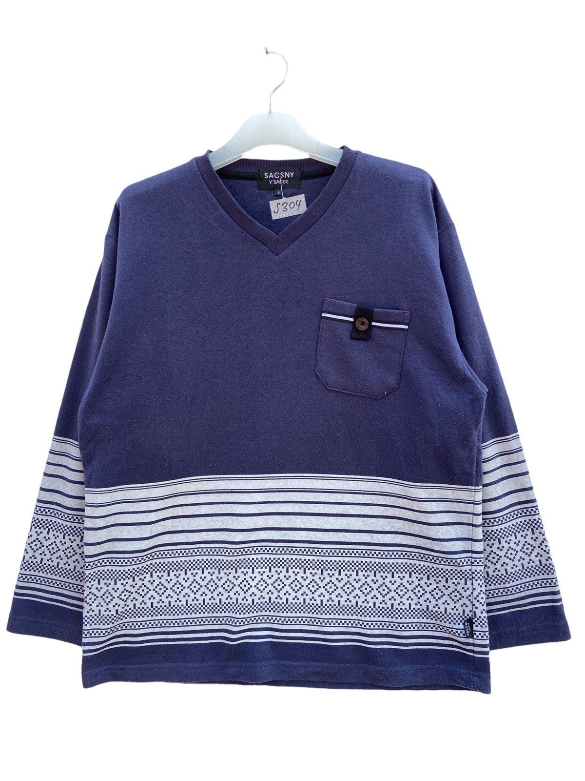 image of Yohji Yamamoto Sacsny Y'saccs Long Sleeve in Blue, Men's (Size Large)