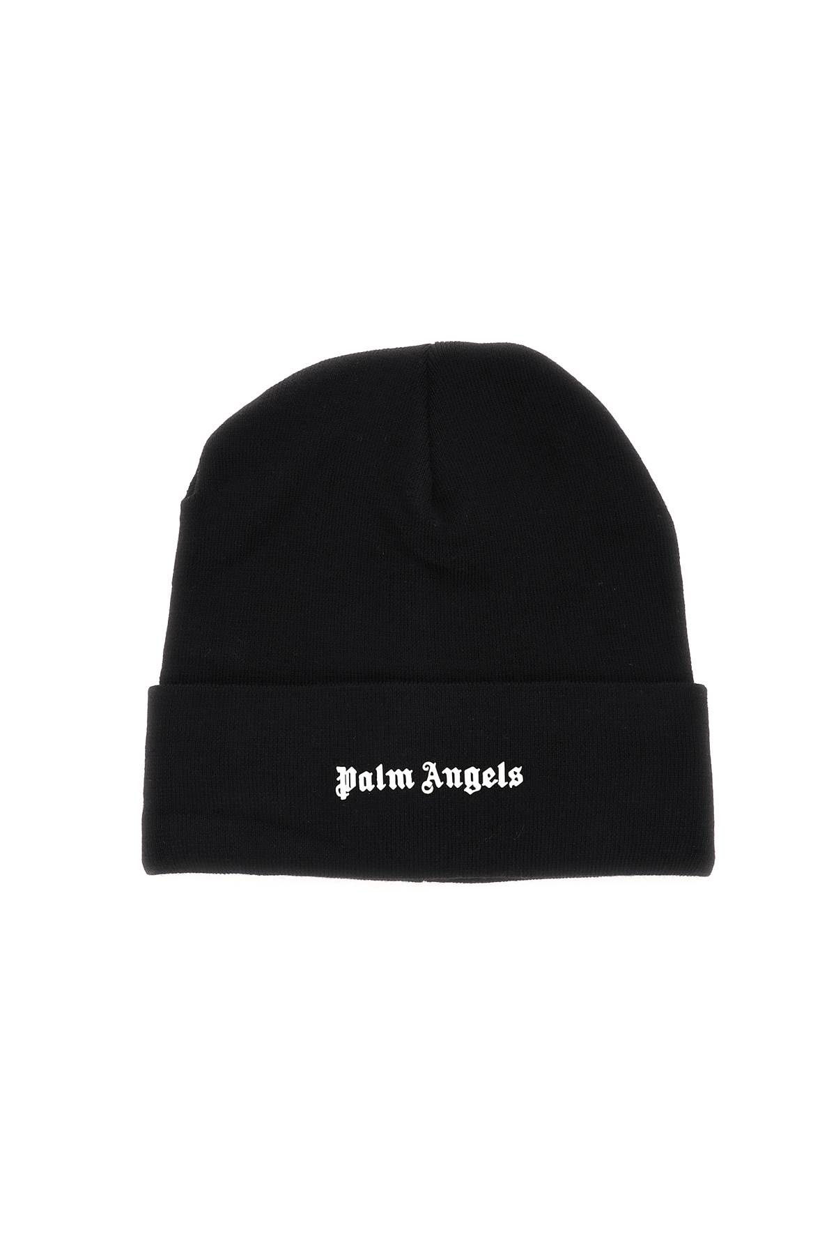 Pre-owned Palm Angels Wool Blend Beanie Hat In Black