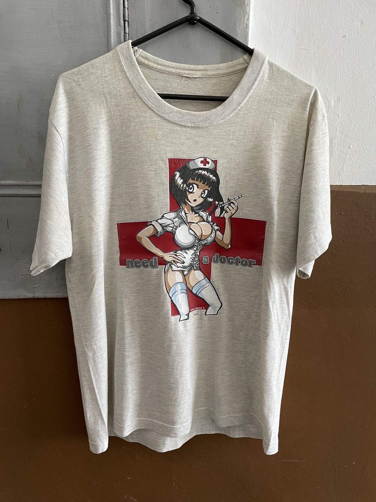 Vintage HOOK UPS Shirt Nurse Girl Needle 90s Skate Tee Anime RARE Travis  Scott