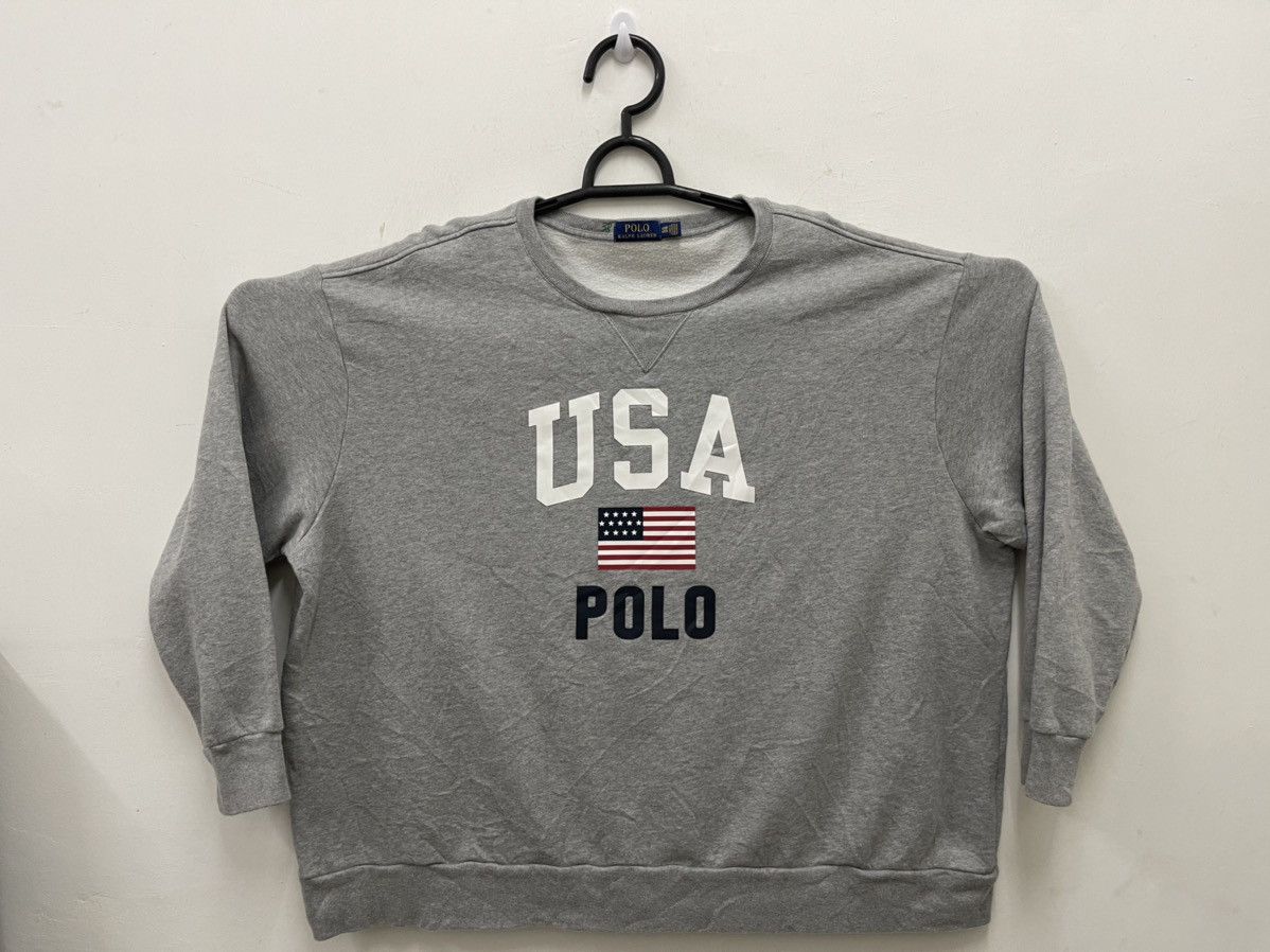 image of Polo Ralph Laurent Usa Flag 4Xl Size Sweatshirt in Grey, Men's