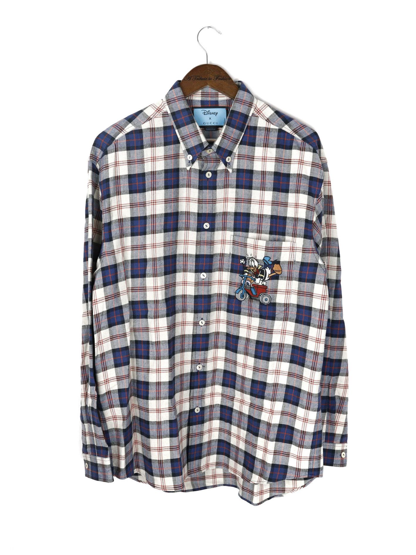 image of Disney Donald Duck Tartan Shirt in Blue, Men's (Size Medium)