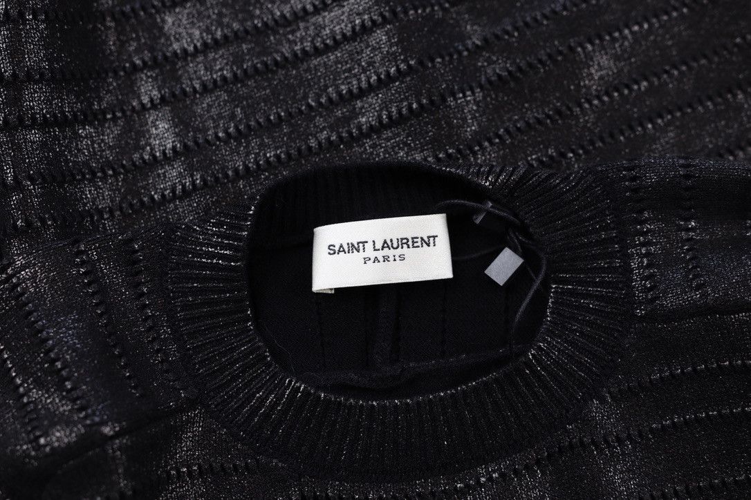 Saint Laurent Paris Saint Laurent Shiny Black Striped Sweater Size XS / US 0-2 / IT 36-38 - 10 Thumbnail