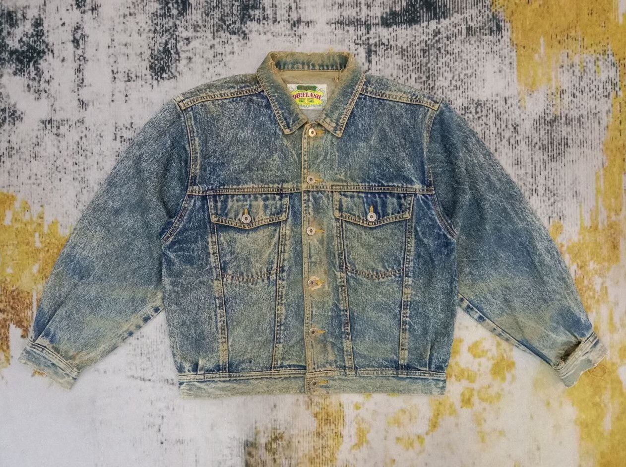 image of Deleted Today Very Worn Vintage Oh! Flash Denim Jacket in Faded Blue, Men's (Size Medium)