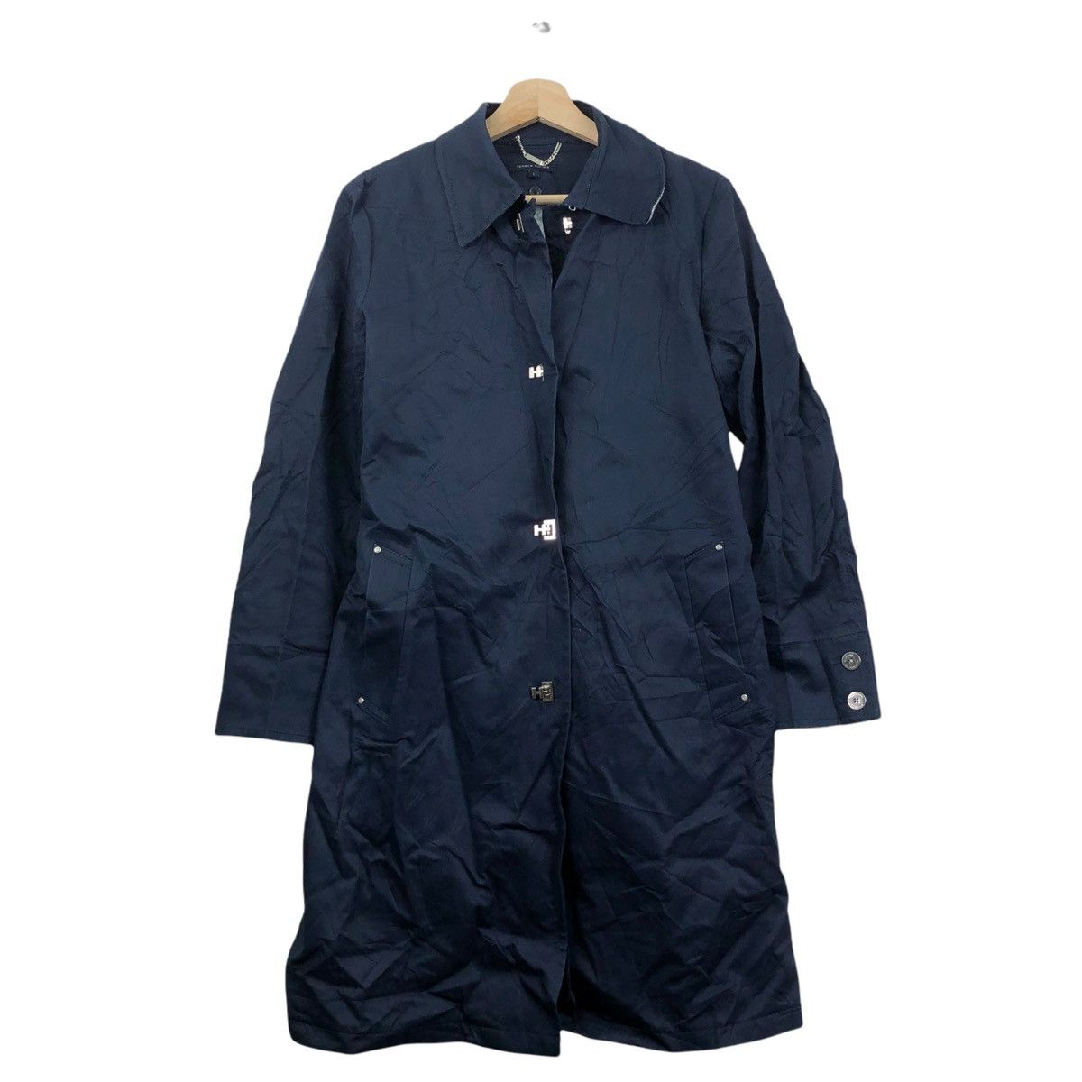 Vtg TOMMY HILFIGER Minimalist Jacket Parka Trench Pea Coat
