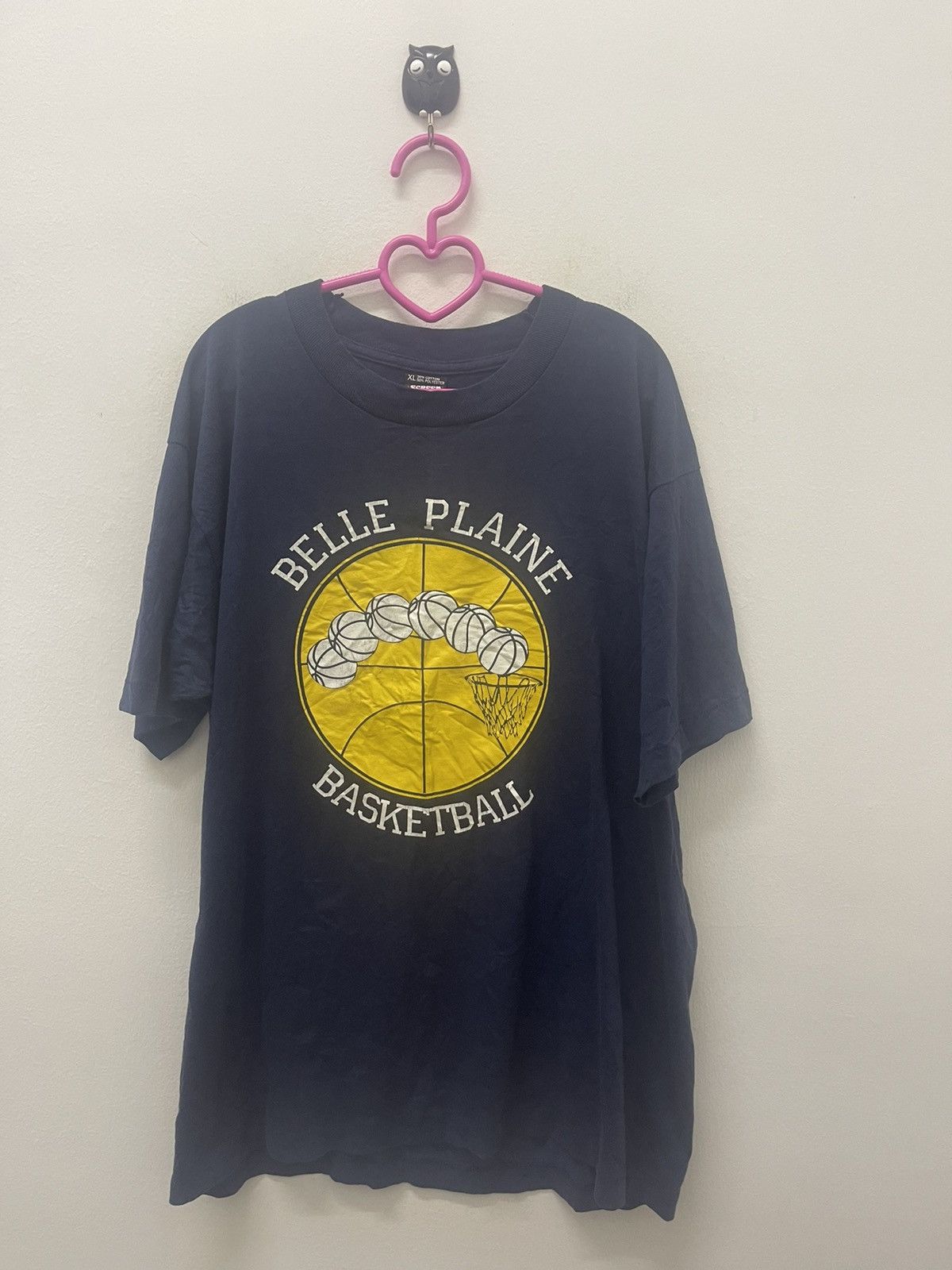 image of Made In USA x Screen Stars 90's Vintage Belle Plaine Basketball Overman Tee in Blue Black (Size XL)