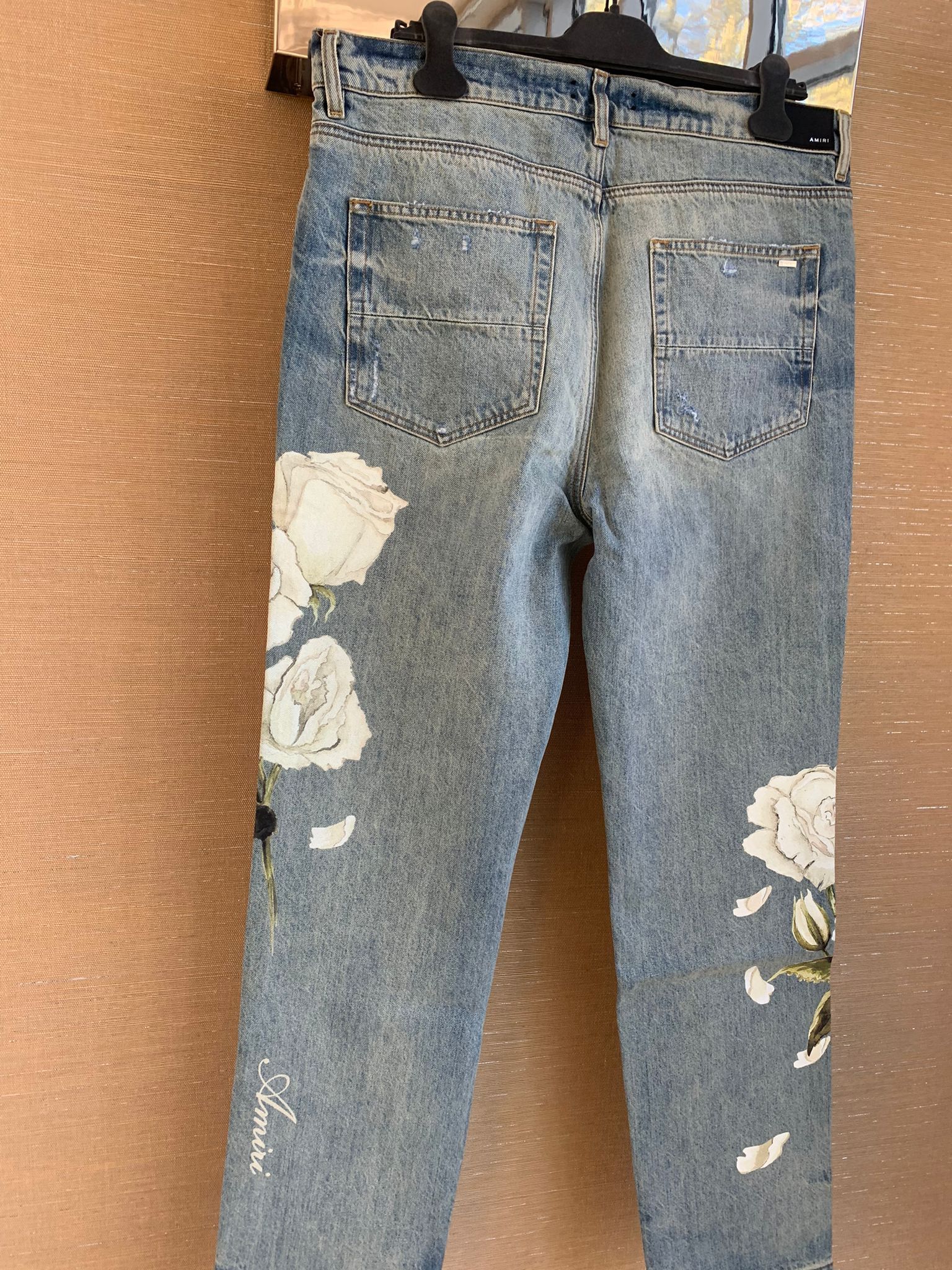 Amiri Floral Painted Relaxed Jean in Blue Size US 29 - 10 Thumbnail