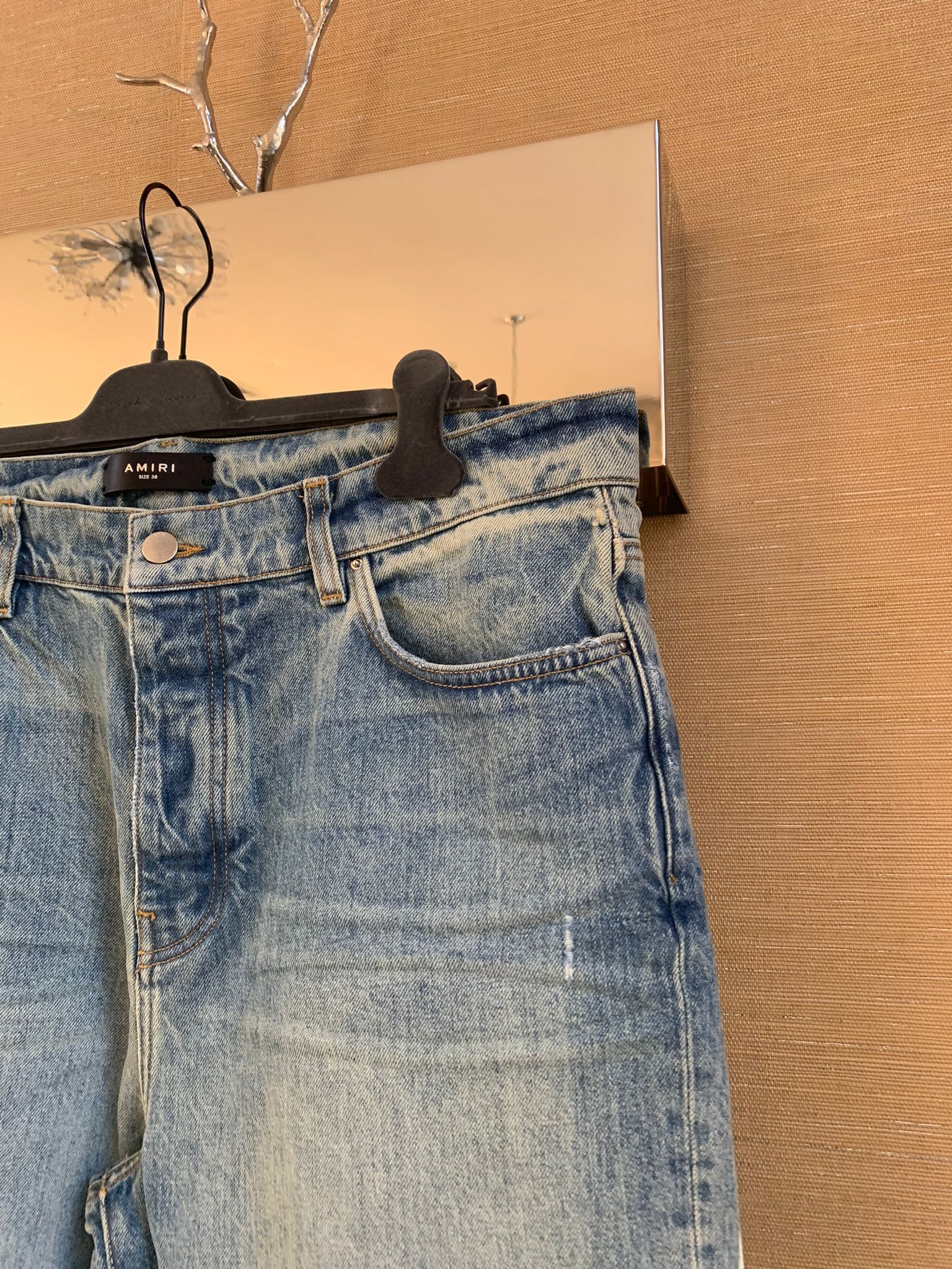 Amiri Floral Painted Relaxed Jean in Blue Size US 29 - 5 Thumbnail