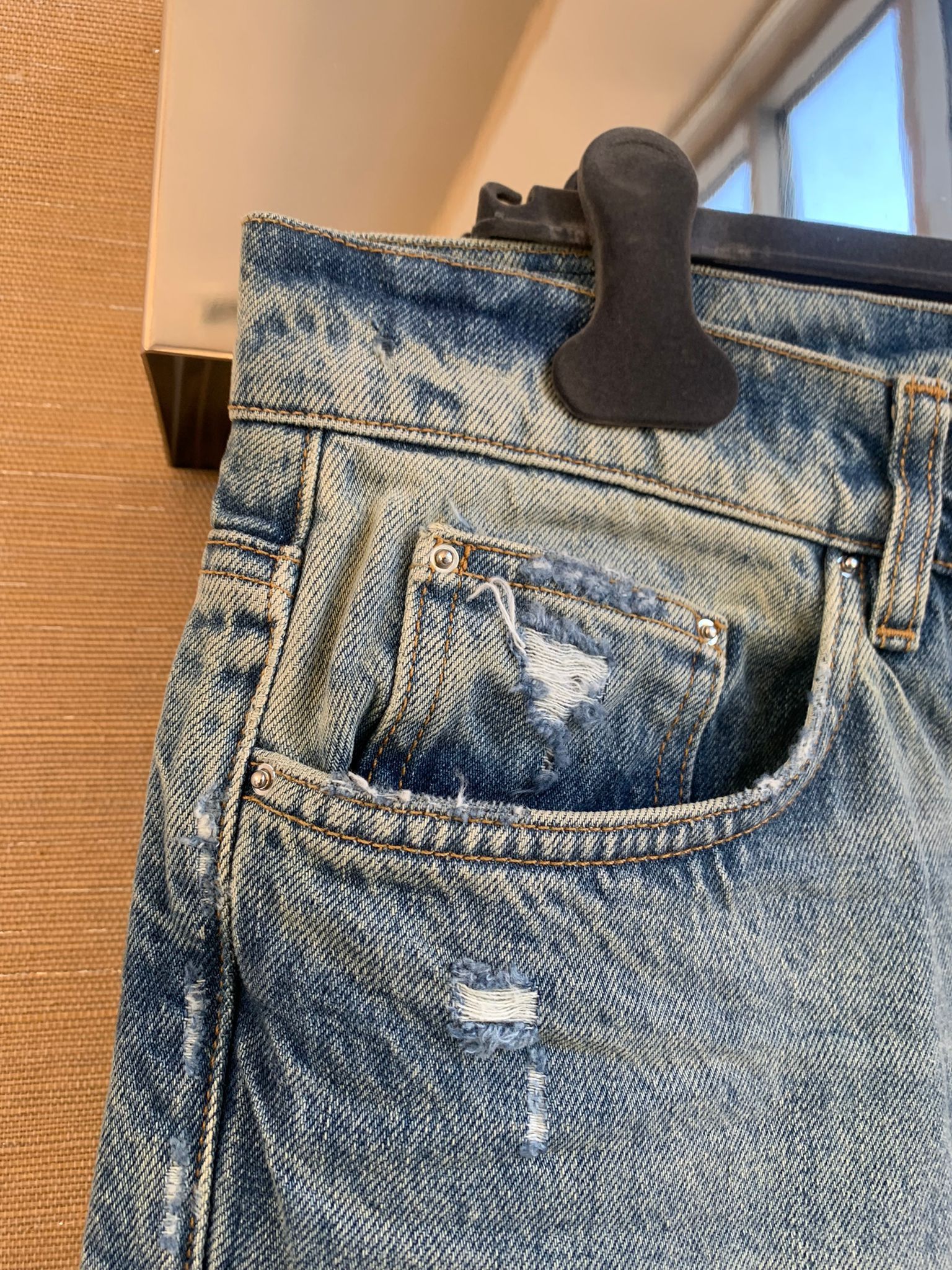 Amiri Floral Painted Relaxed Jean in Blue Size US 29 - 14 Thumbnail