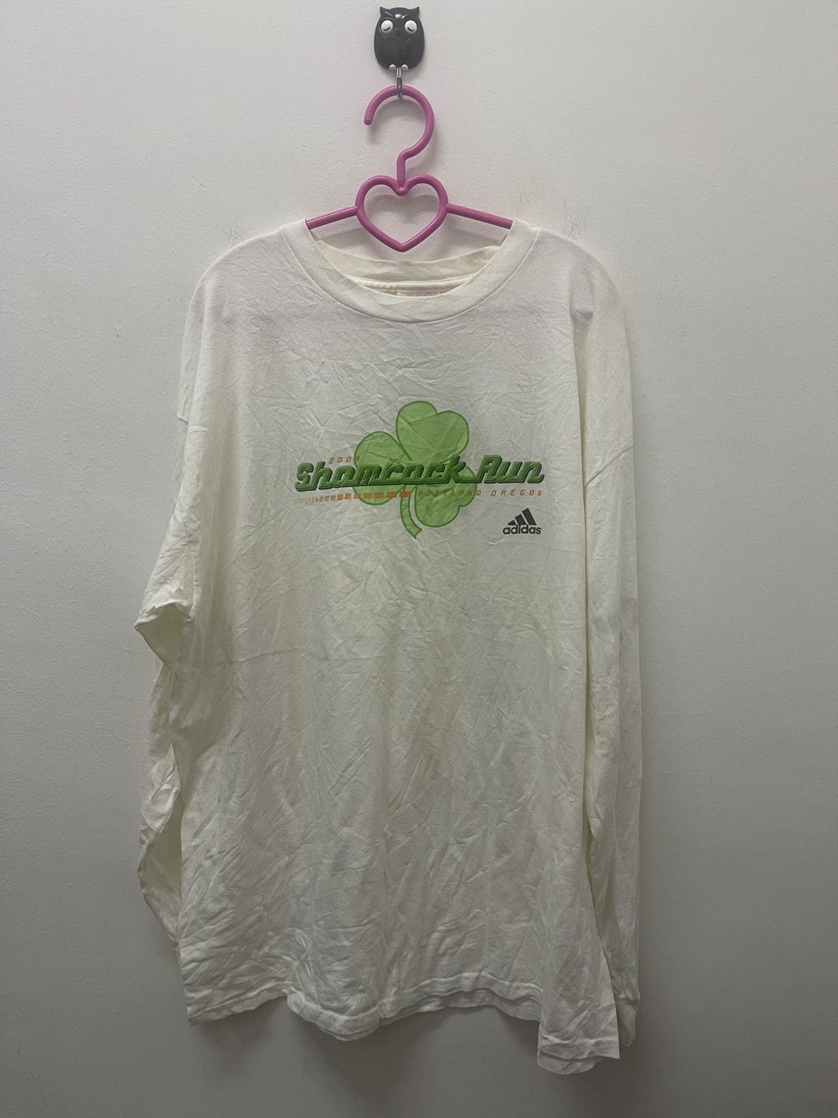 image of Adidas Shamrock Run Portland Oregon 2004 Tee in White, Men's (Size Large)