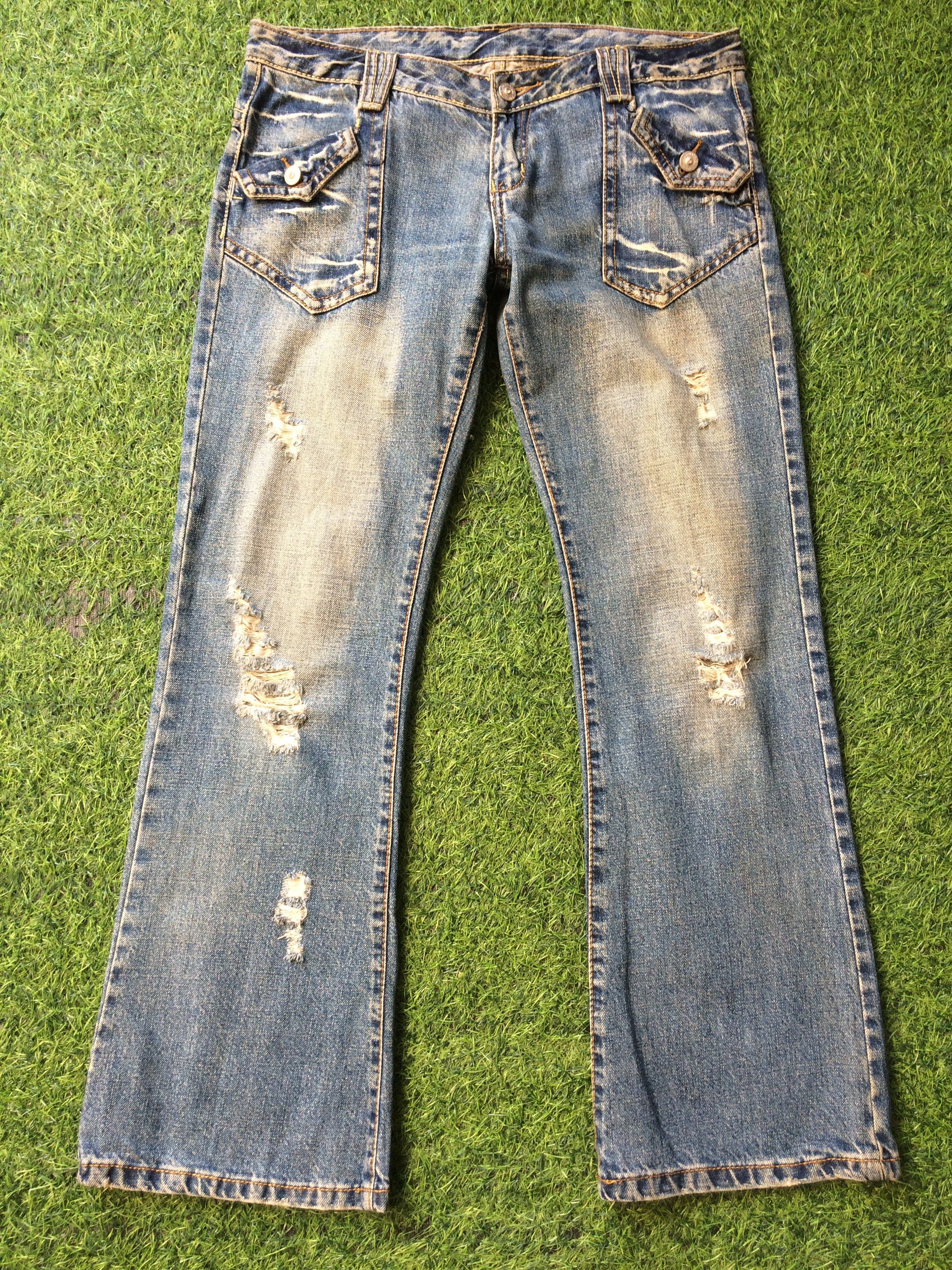 Japanese Brand × Jean Japan Distressed Ripped Flare Denim #D-361 Size US 31 - 1 Thumbnail