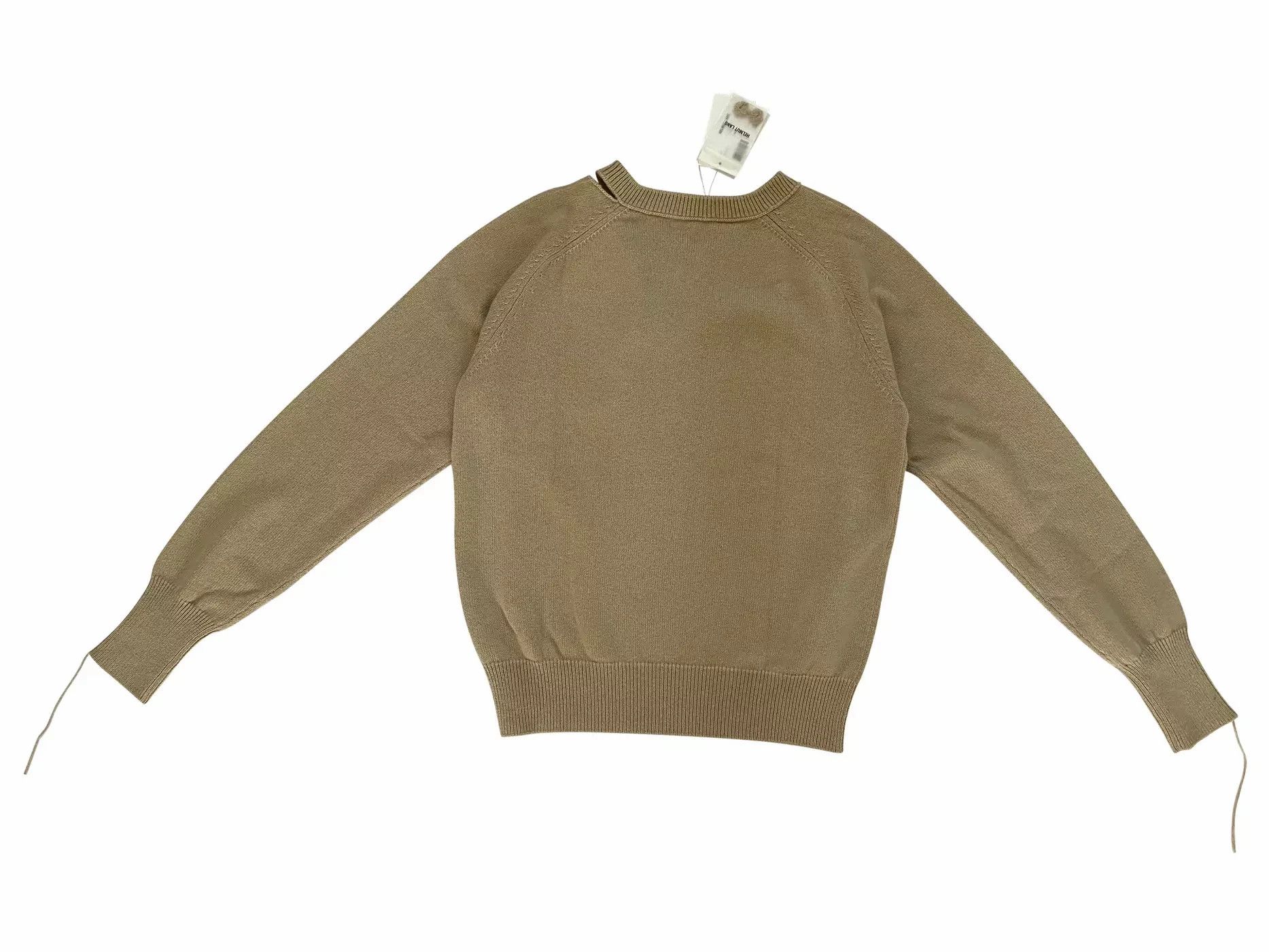 Helmut Lang ⚡️QUICK SALE⚡️ Helmut Lang Beige Slash V-neck Knit Size US XS / EU 42 / 0 - 2 Thumbnail