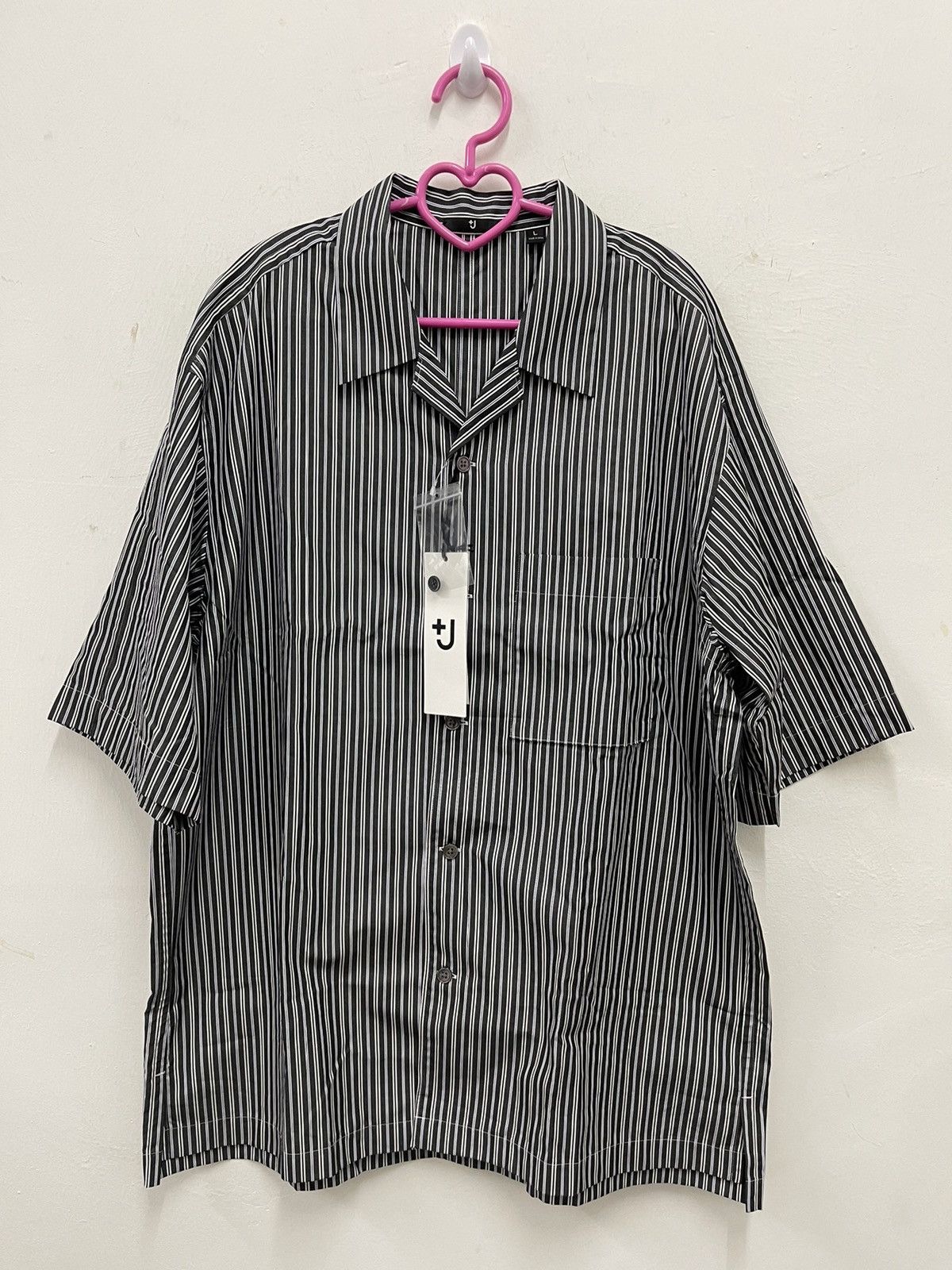 image of Jil Sander X Uniqlo +J Button Up Striped Shirt, Men's (Size Large)