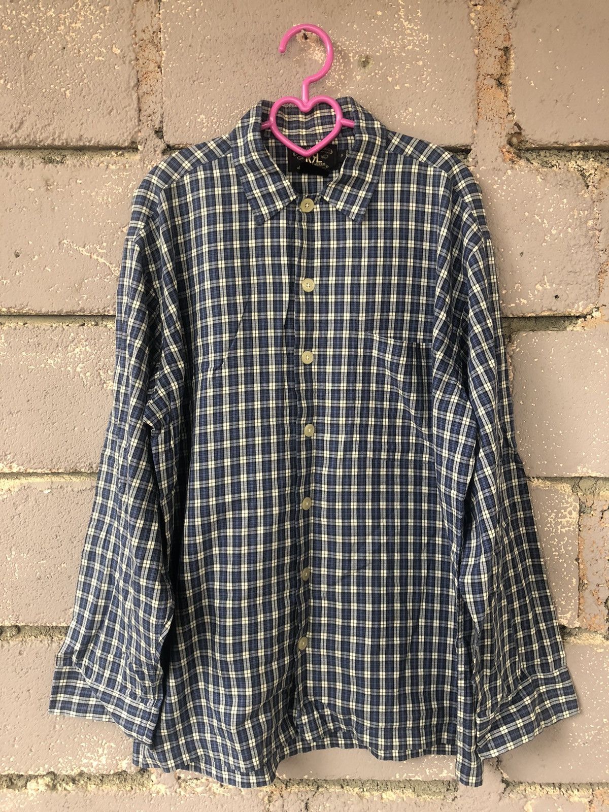 image of Vintage Polo Rrl Ralph Laurent Single Pocket Button Up Shirt in Blue, Men's (Size Small)