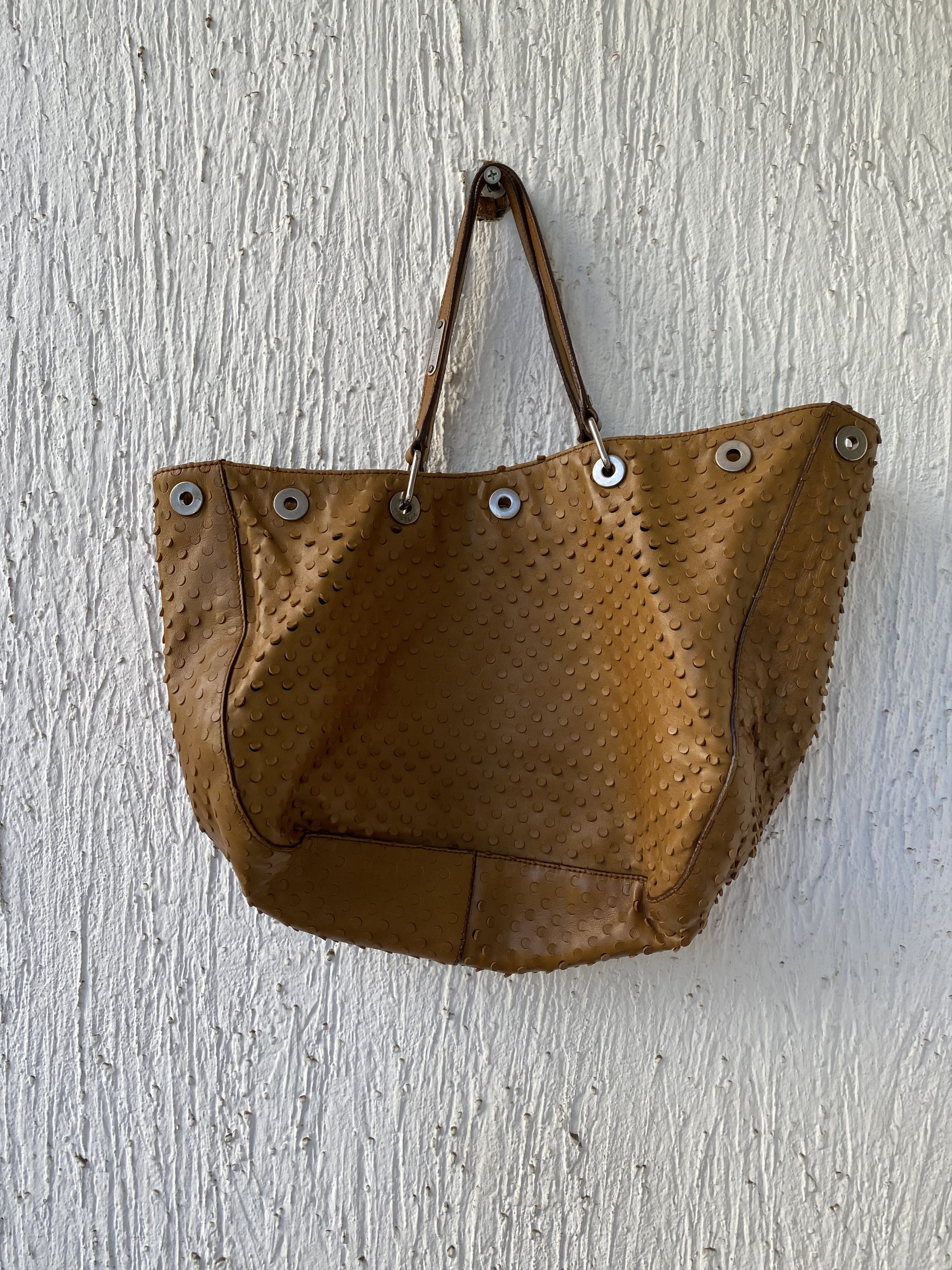 Helmut Lang ARCHIVE SS2001 punched tan leather bag Size ONE SIZE - 2 Thumbnail