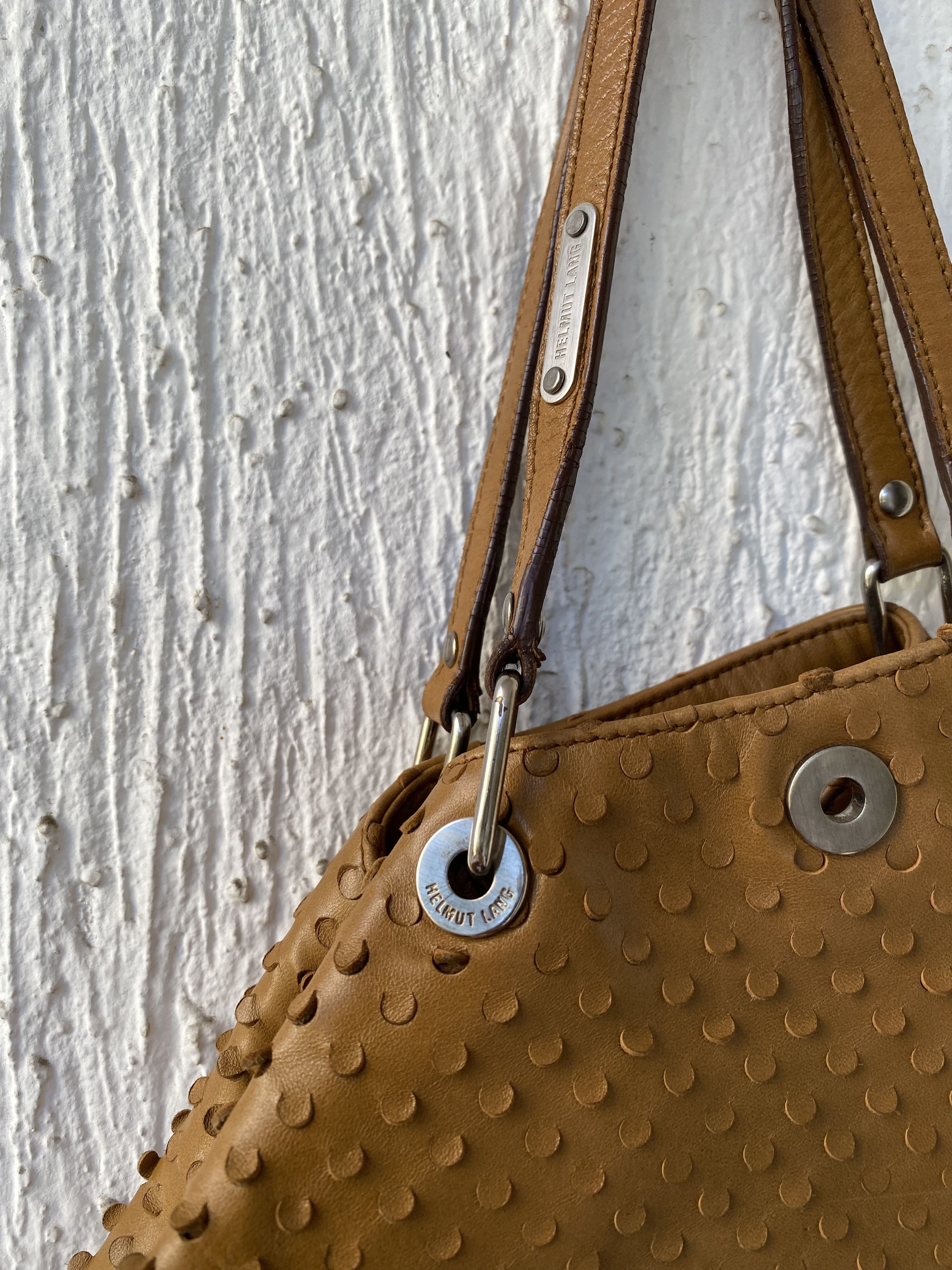Helmut Lang ARCHIVE SS2001 punched tan leather bag Size ONE SIZE - 3 Thumbnail