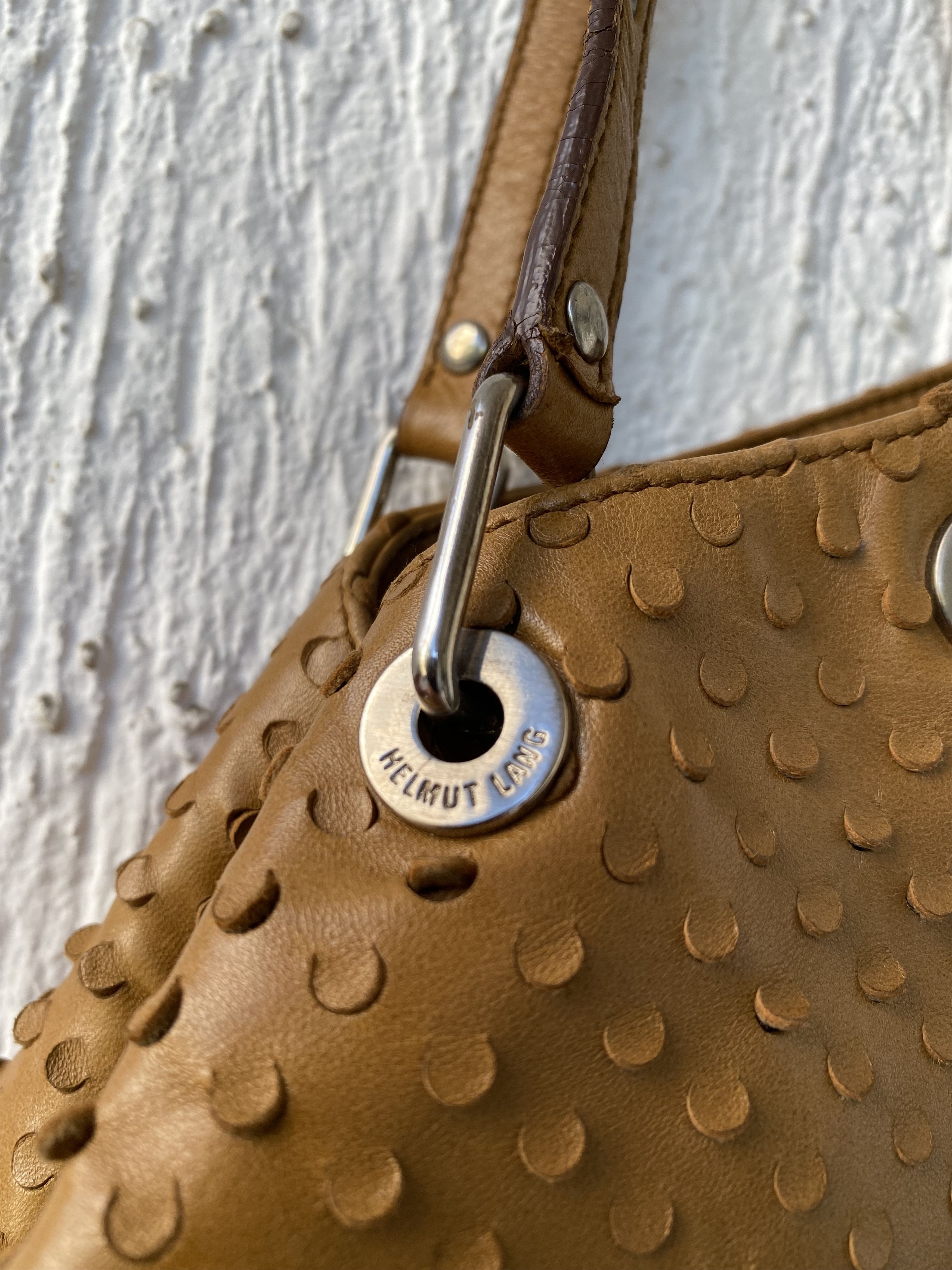 Helmut Lang ARCHIVE SS2001 punched tan leather bag Size ONE SIZE - 4 Thumbnail