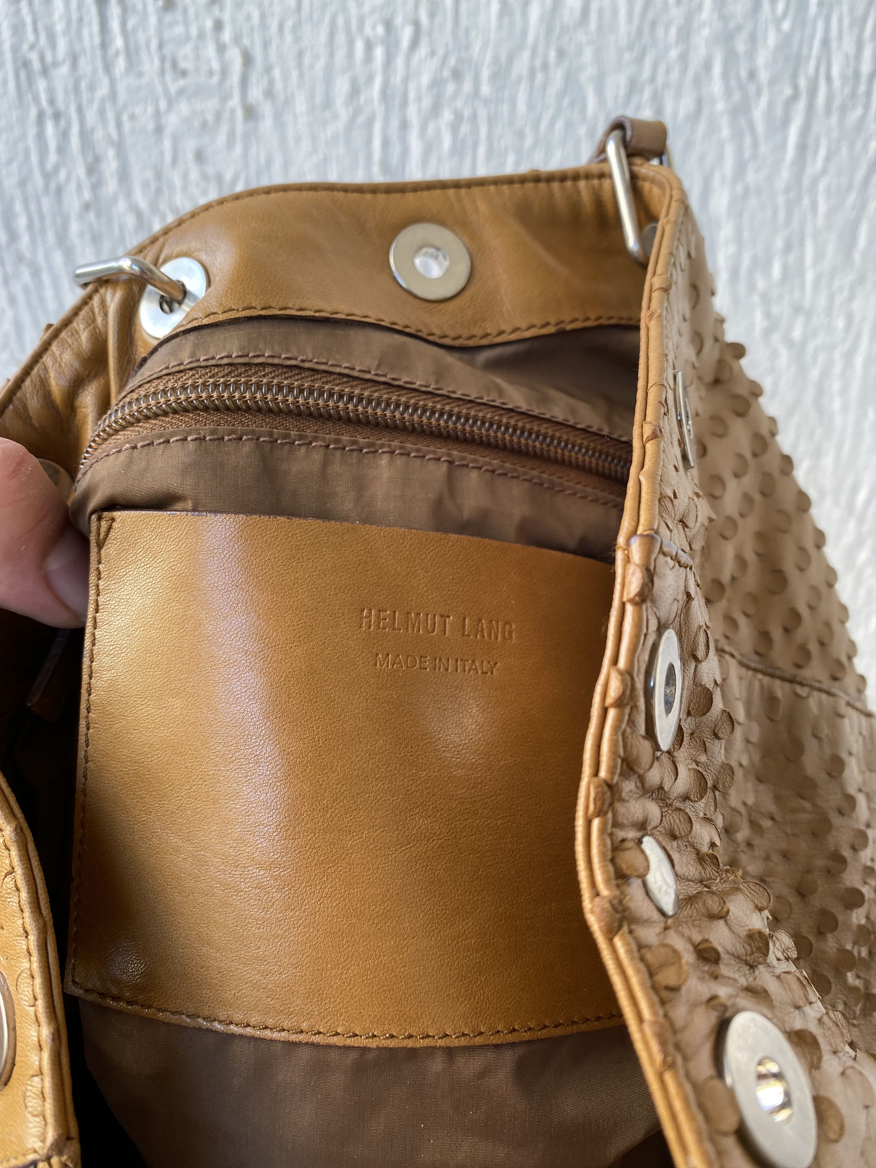 Helmut Lang ARCHIVE SS2001 punched tan leather bag Size ONE SIZE - 5 Thumbnail