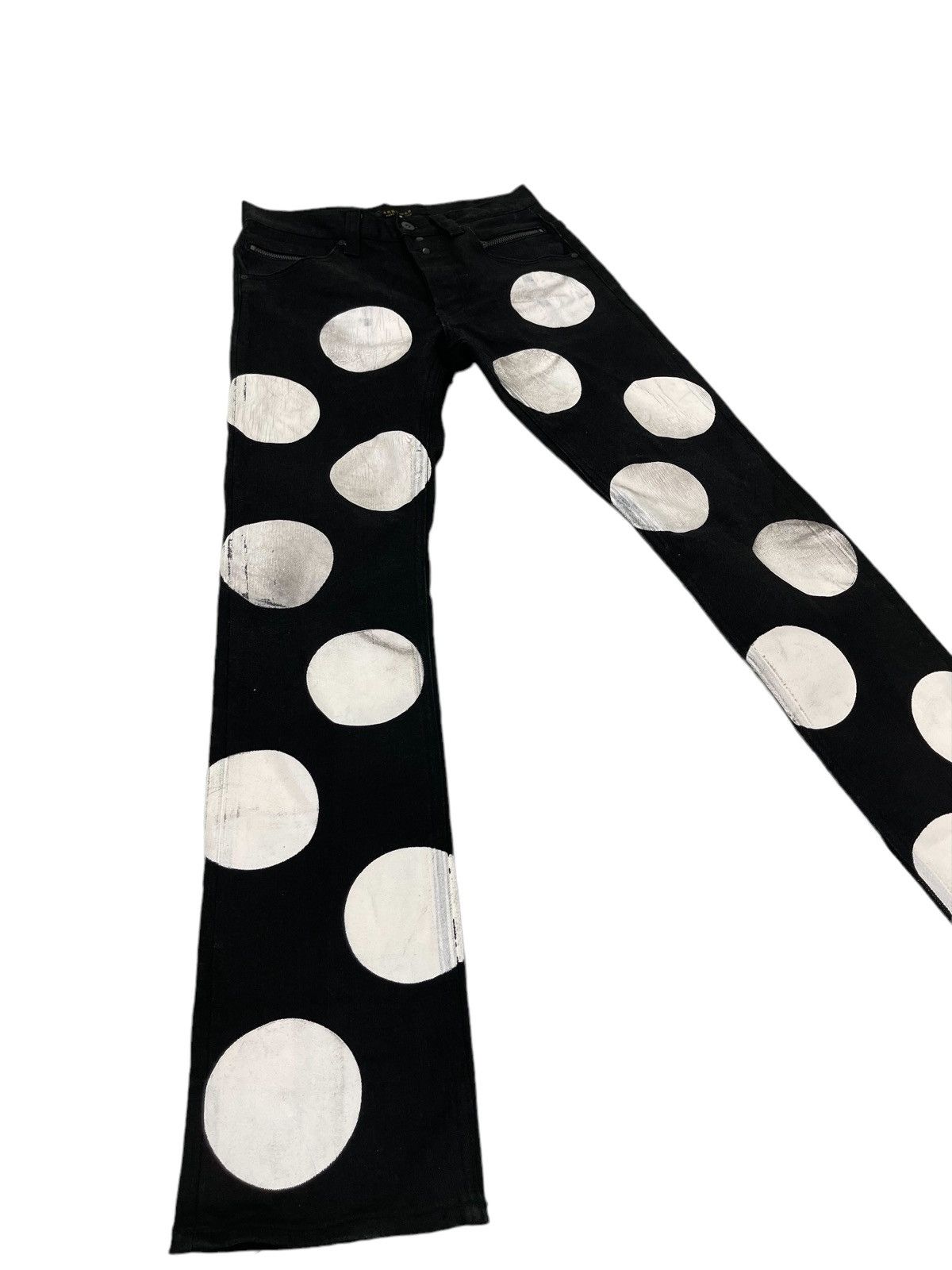 Japanese Brand Sick Anglasad Mamoru Shimizu Full Handpainted Slim Jean 12🟦 Size US 29 - 2 Thumbnail