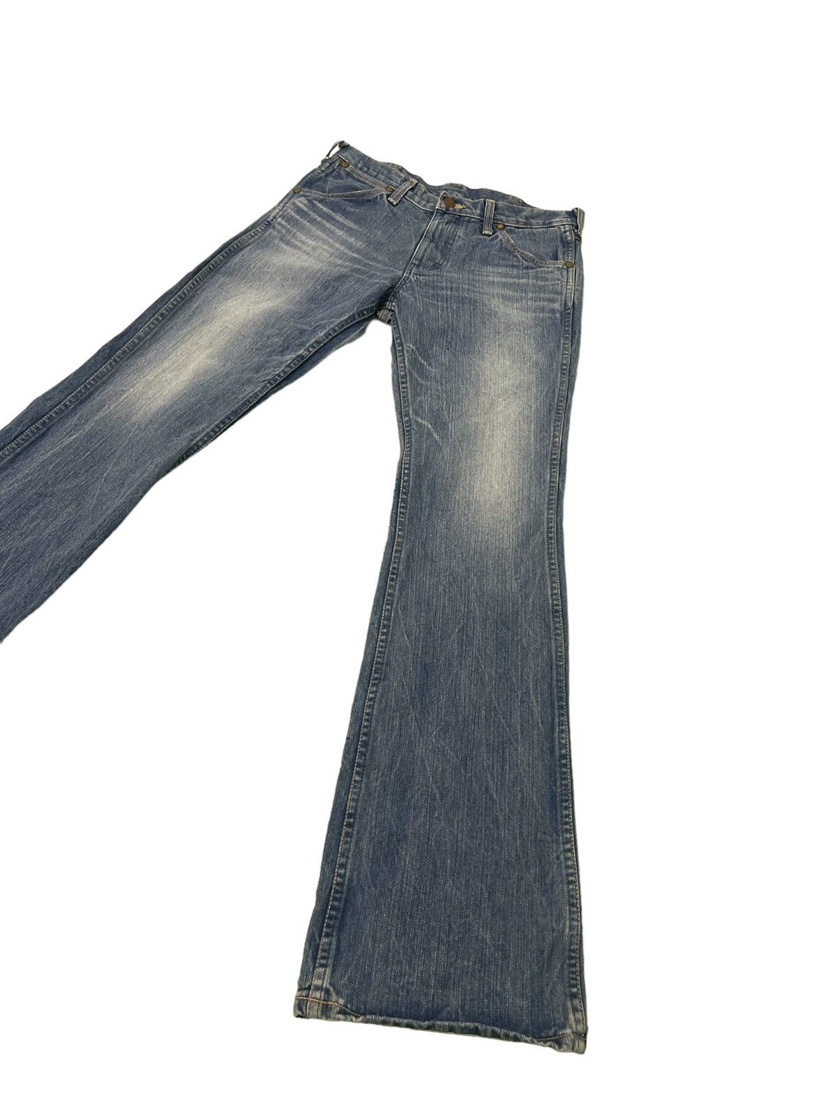 Japanese Brand Flare Jeans Wrangler Japan Stone Wash Denim Boot Cut 3🟦0 Size US 29 - 3 Thumbnail