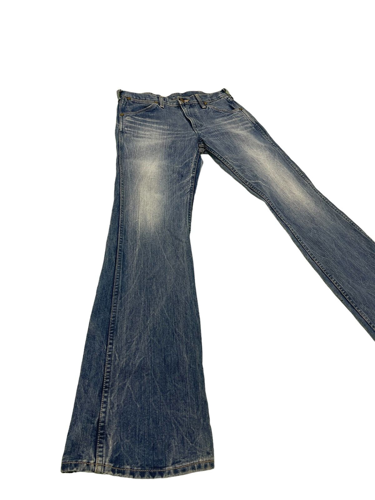 Japanese Brand Flare Jeans Wrangler Japan Stone Wash Denim Boot Cut 3🟦0 Size US 29 - 1 Thumbnail