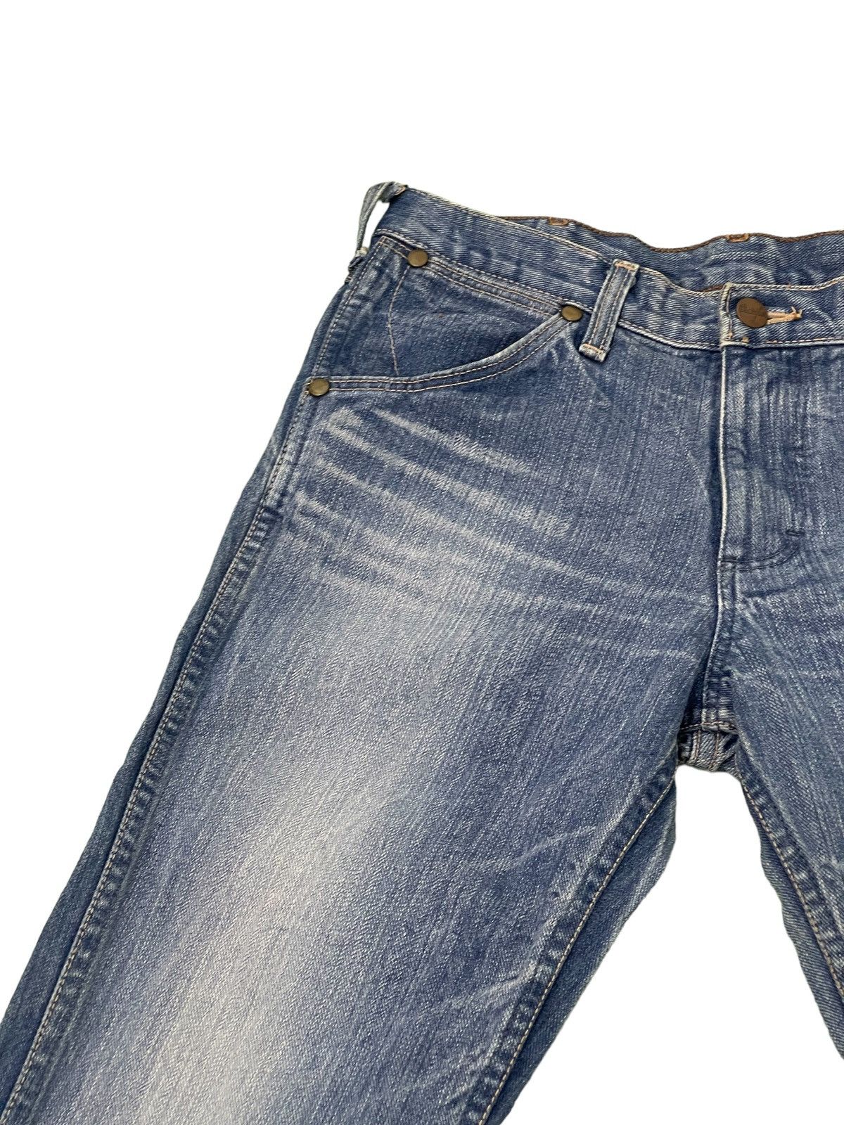 Japanese Brand Flare Jeans Wrangler Japan Stone Wash Denim Boot Cut 3🟦0 Size US 29 - 8 Thumbnail