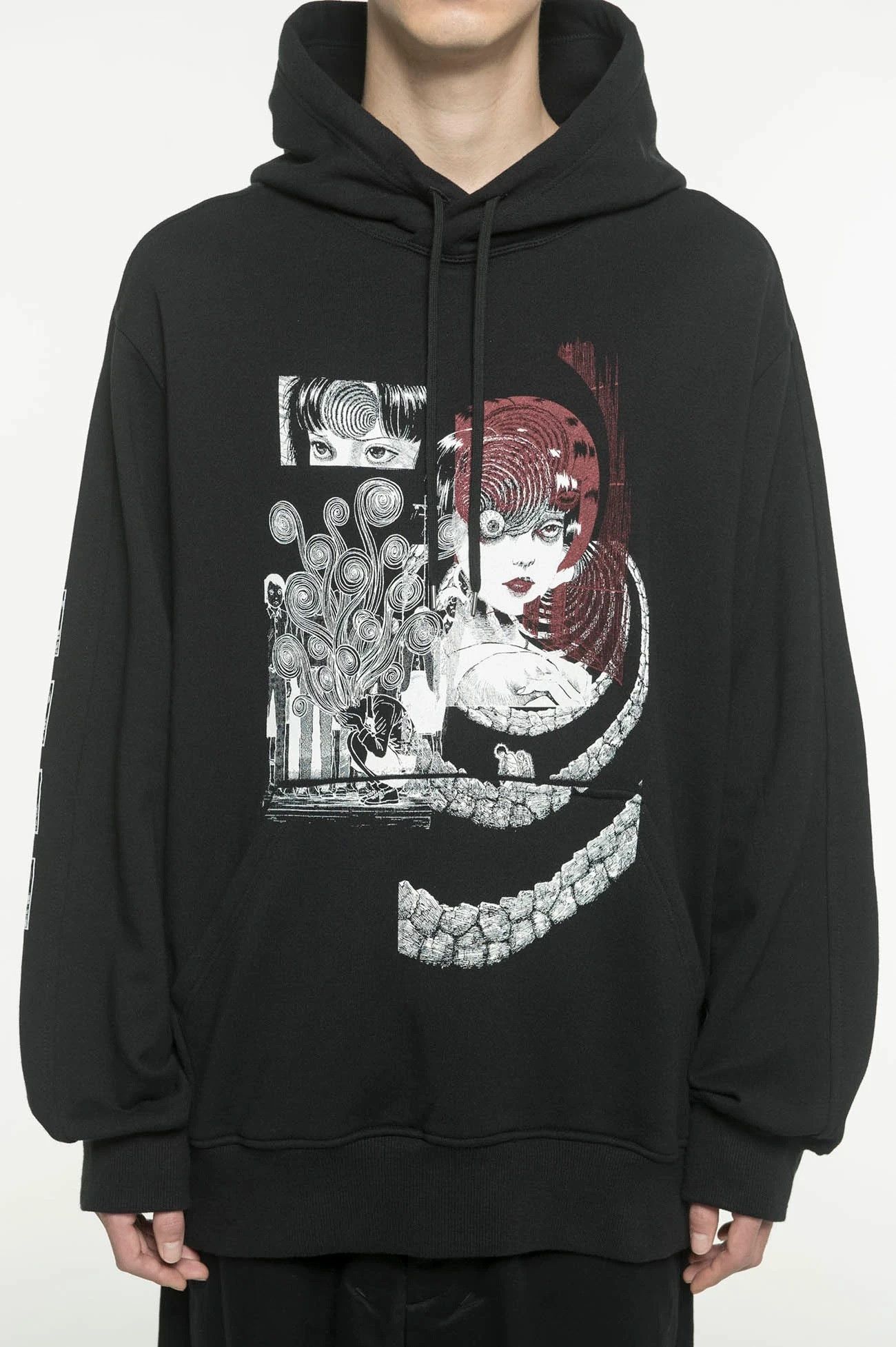 Pre-owned Yohji Yamamoto X Junji Ito "uzumaki" Omnibus Hoodie In Black