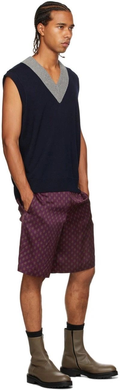 Dries Van Noten Like New, Navy & Grey Merino Wool Vest Size US XL / EU 56 / 4 - 1 Thumbnail