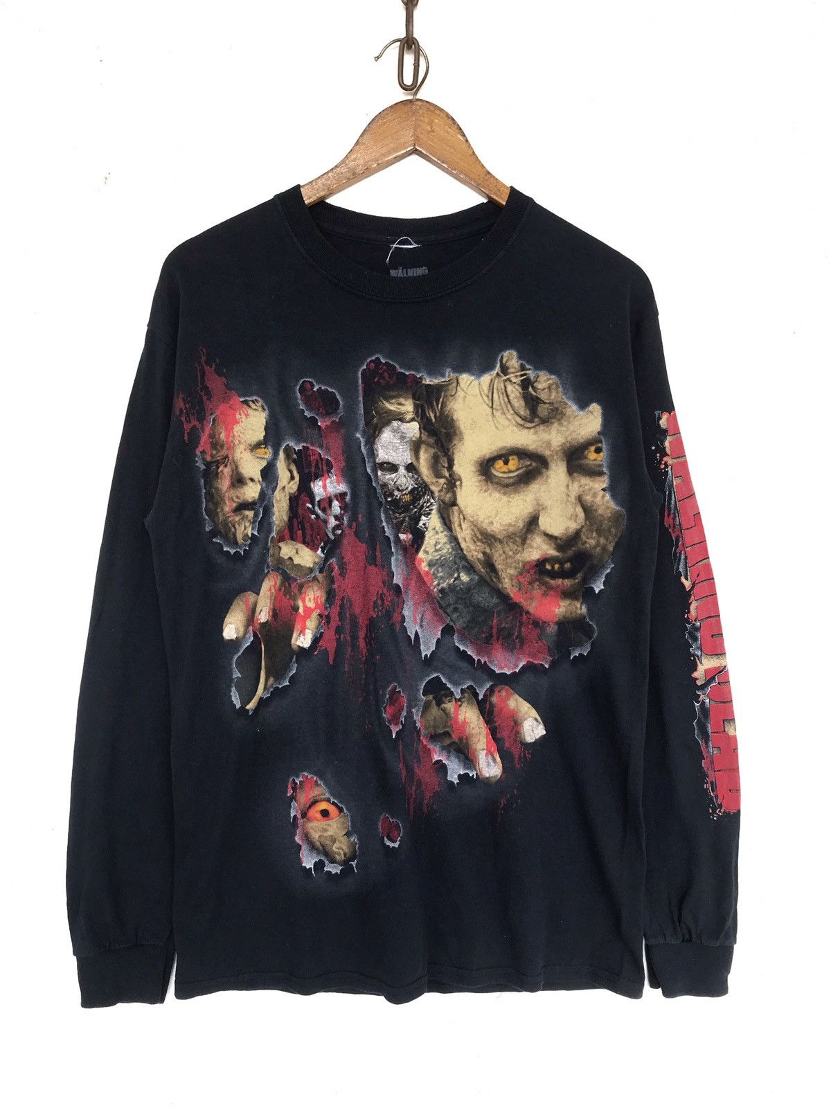 image of vintage Movie The Walking Dead Overpirnt Shirt in Black, Men's (Size Medium)