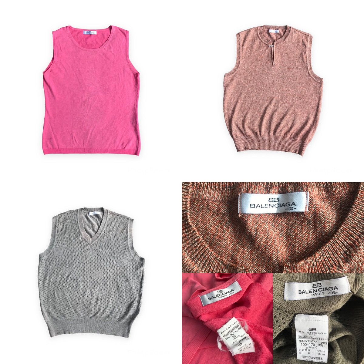image of 90's Balenciaga Knitwear Bb Logo in Pink Brown Dark Grey, Women's (Size Medium)
