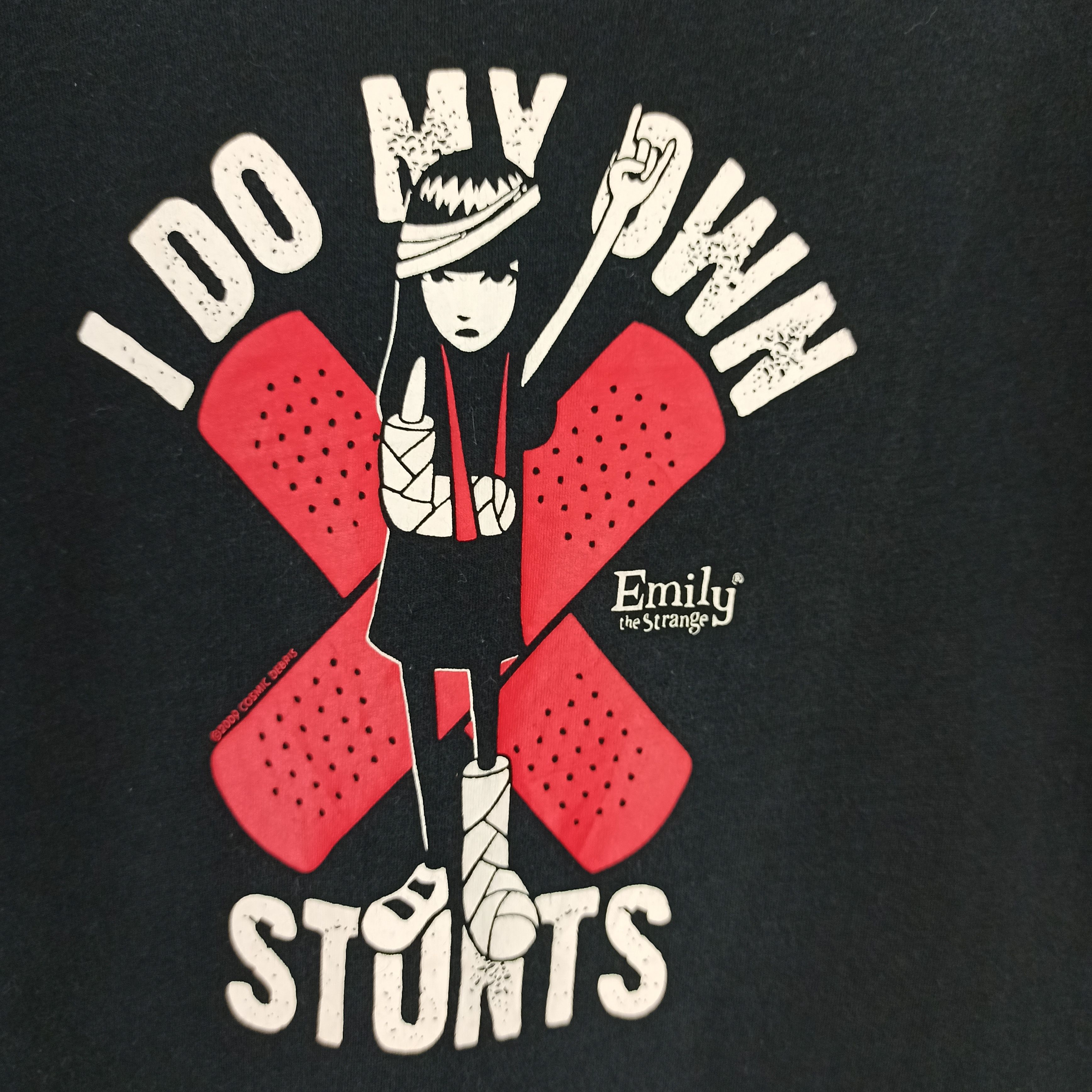 Japanese Brand Rare🔥 Emily The Strange "I Do My Own Stunts" Ladies Tshirt Size ONE SIZE - 3 Thumbnail