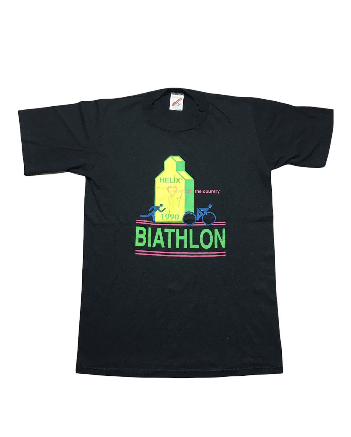 Jerzees × Vintage Vintage 90s Biathlon Tee Shirt Size US S / EU 44-46 / 1 - 1 Thumbnail