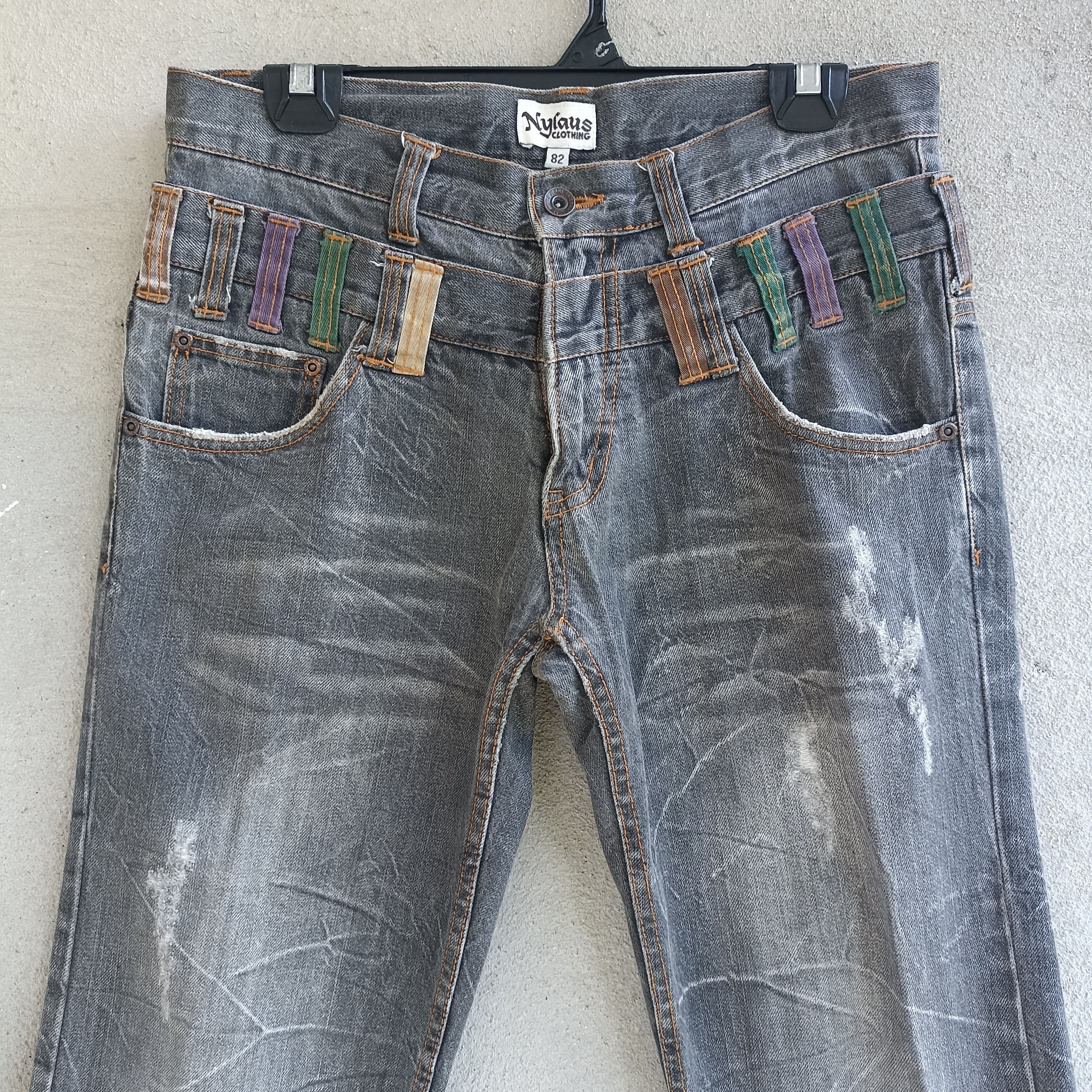 Japanese Brand Nylaus Clothing Doublewaist Distressed Black Jeans Size US 32 / EU 48 - 3 Thumbnail