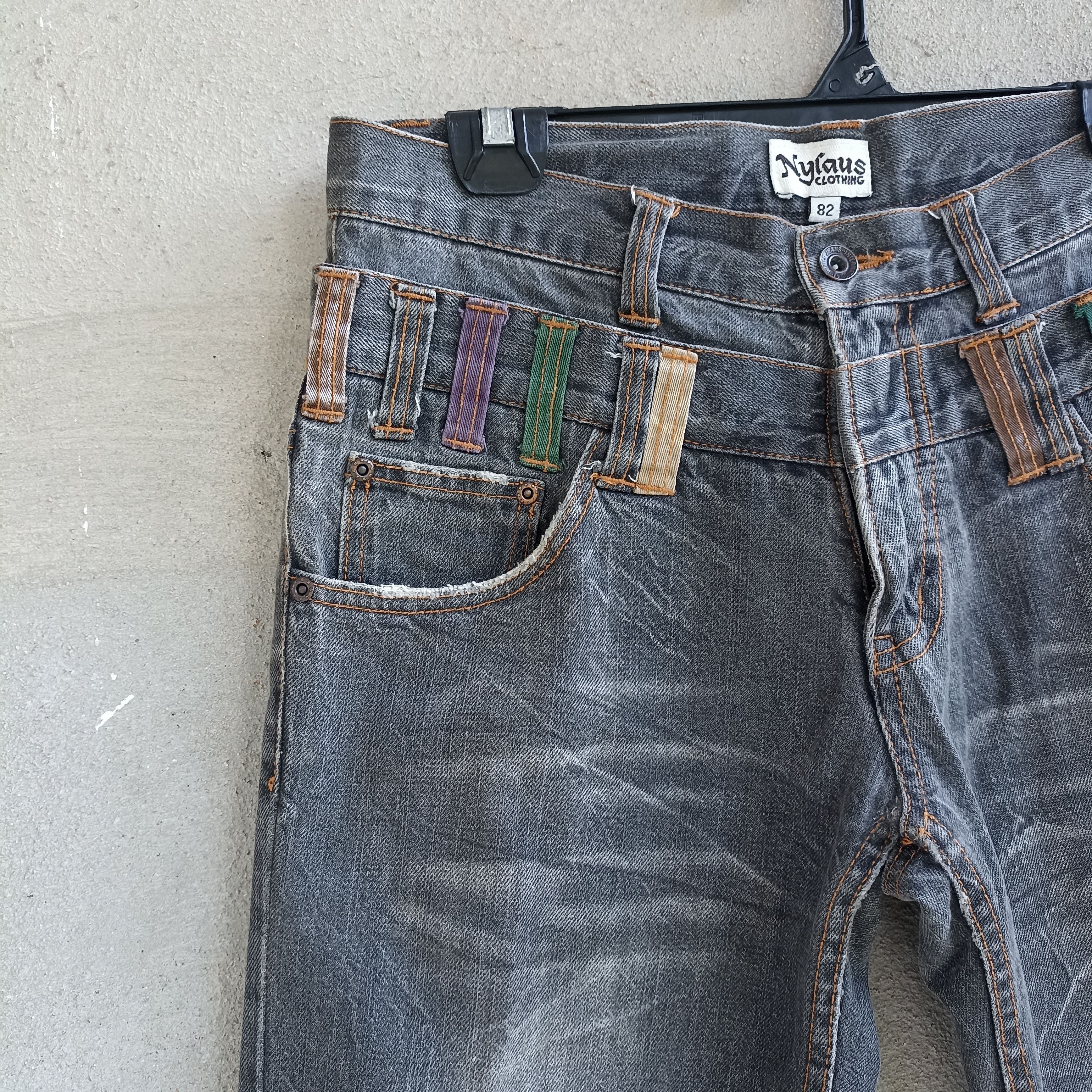 Japanese Brand Nylaus Clothing Doublewaist Distressed Black Jeans Size US 32 / EU 48 - 6 Thumbnail
