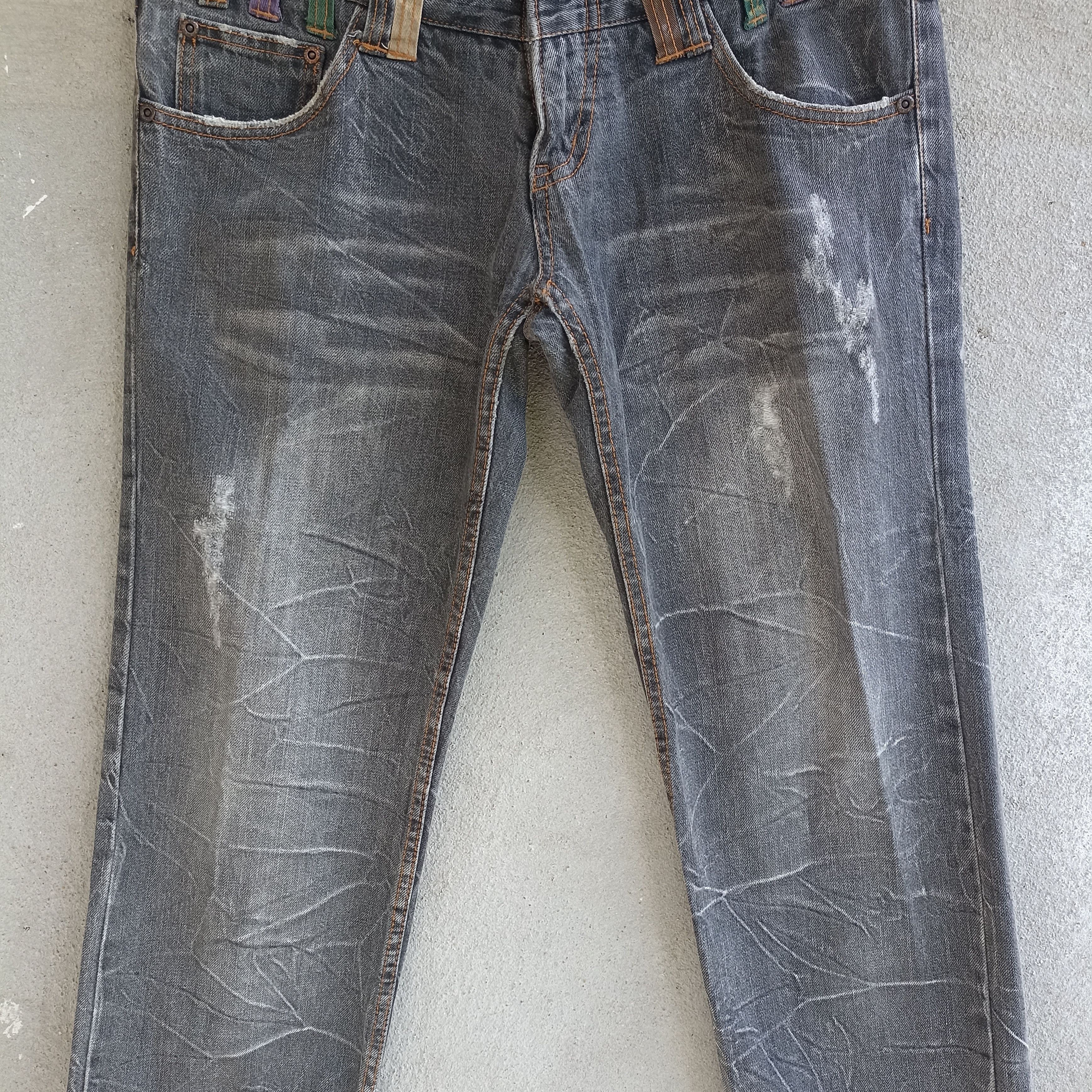 Japanese Brand Nylaus Clothing Doublewaist Distressed Black Jeans Size US 32 / EU 48 - 4 Thumbnail