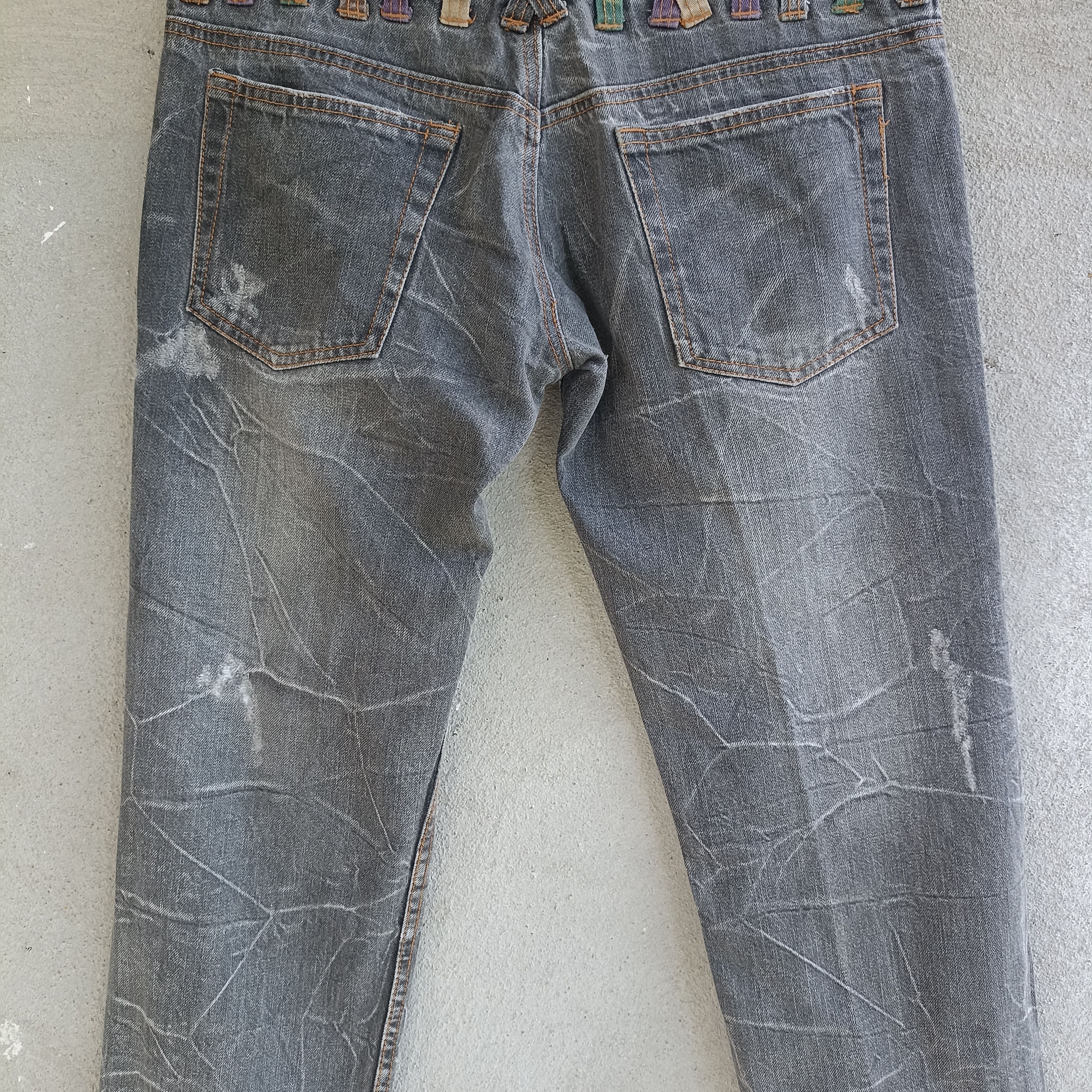 Japanese Brand Nylaus Clothing Doublewaist Distressed Black Jeans Size US 32 / EU 48 - 12 Thumbnail
