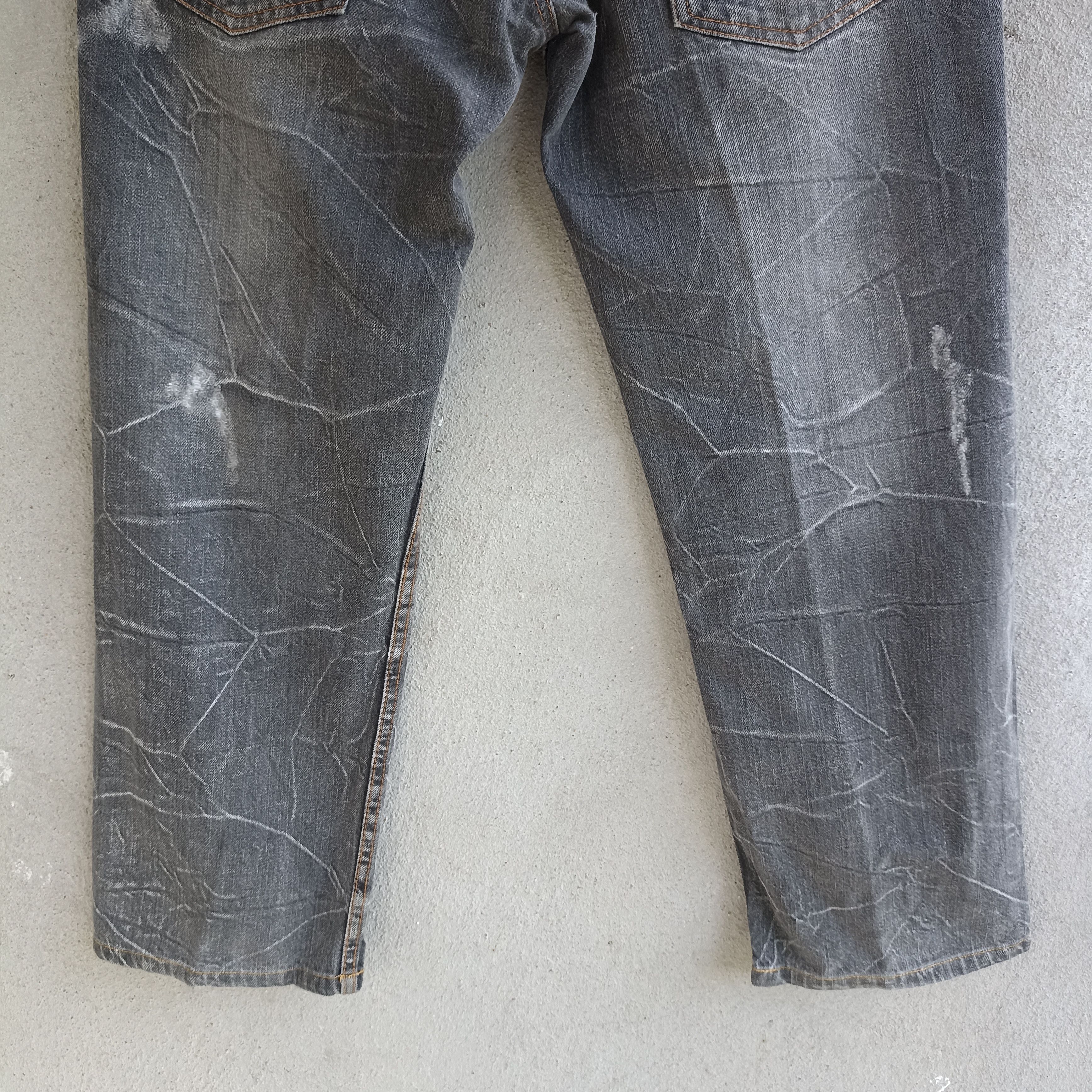 Japanese Brand Nylaus Clothing Doublewaist Distressed Black Jeans Size US 32 / EU 48 - 13 Thumbnail
