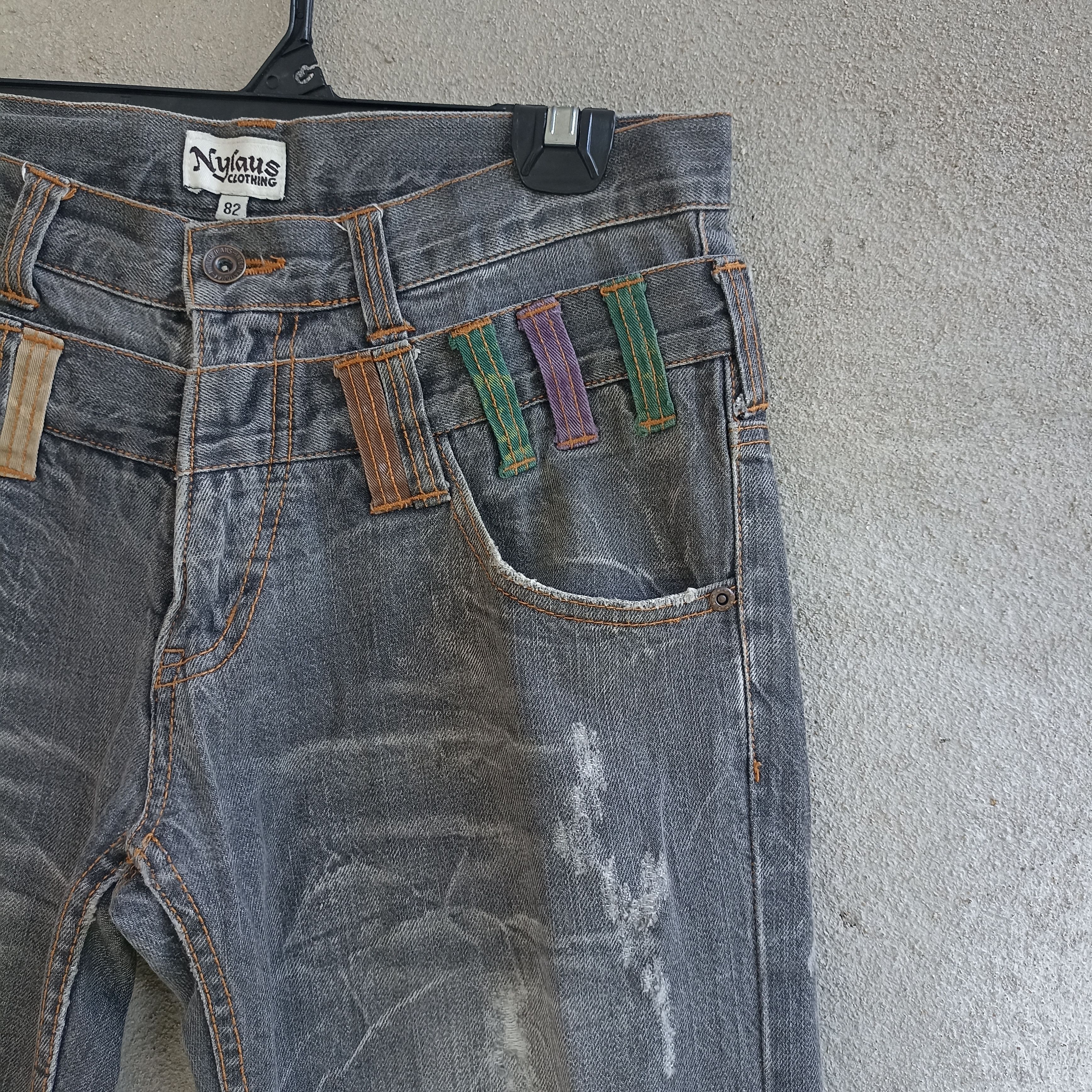 Japanese Brand Nylaus Clothing Doublewaist Distressed Black Jeans Size US 32 / EU 48 - 7 Thumbnail