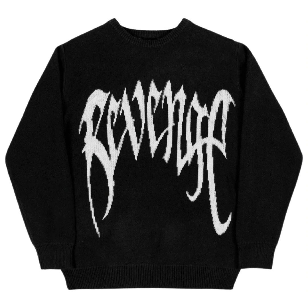 image of Revenge Knit Logo Sweater Black/white in Black White, Men's (Size Medium)