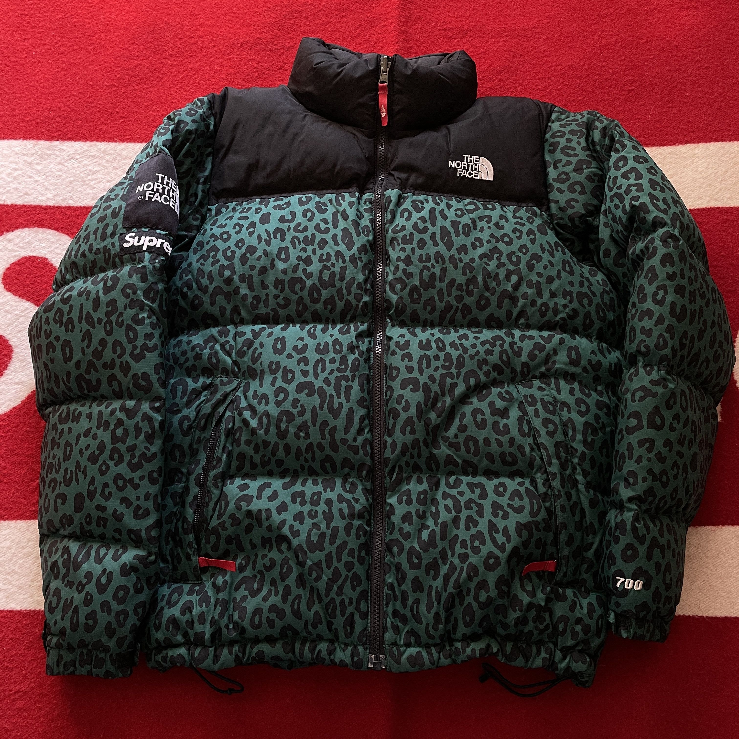 image of Supreme X Tnf - Leopard Nuptse Jacket Coat Green F/w12 2012 in Dark Green, Men's (Size Medium)