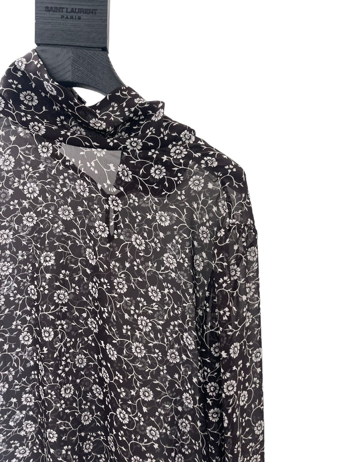 Saint Laurent Sheer Blouse In Floral Silk